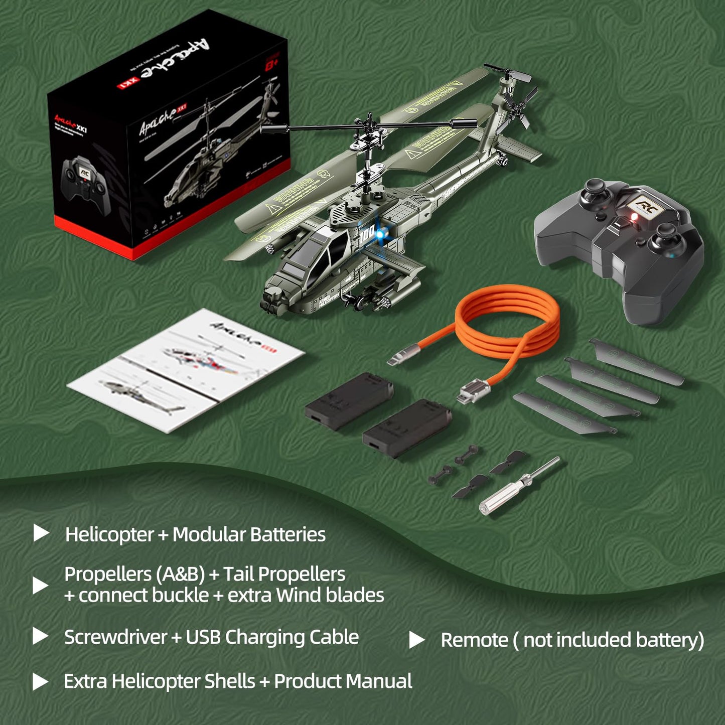 Remote Control Military Flying Helicopter Toy 2.4GHz, 3.5 Channels, Gyro & LED Light, Altitude Hold, RC Helicopters for Kids Adults Beginner (Silvery)