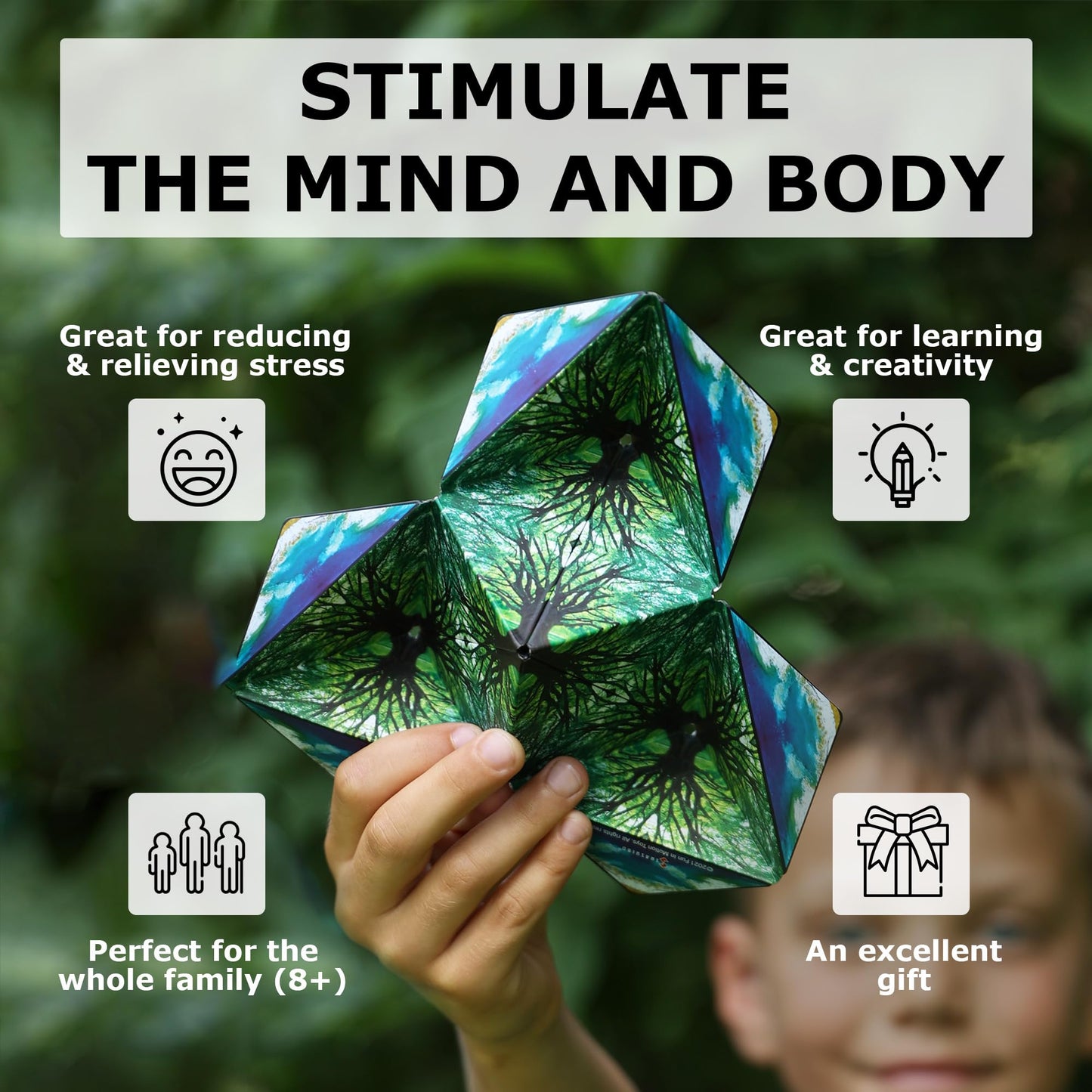 Shashibo Shape Shifting Box - STEM Magnetic Fidget Cube That Transforms Into Over 70 Shapes, Download Fun in Motion Toys Mobile App (Spaced Out)