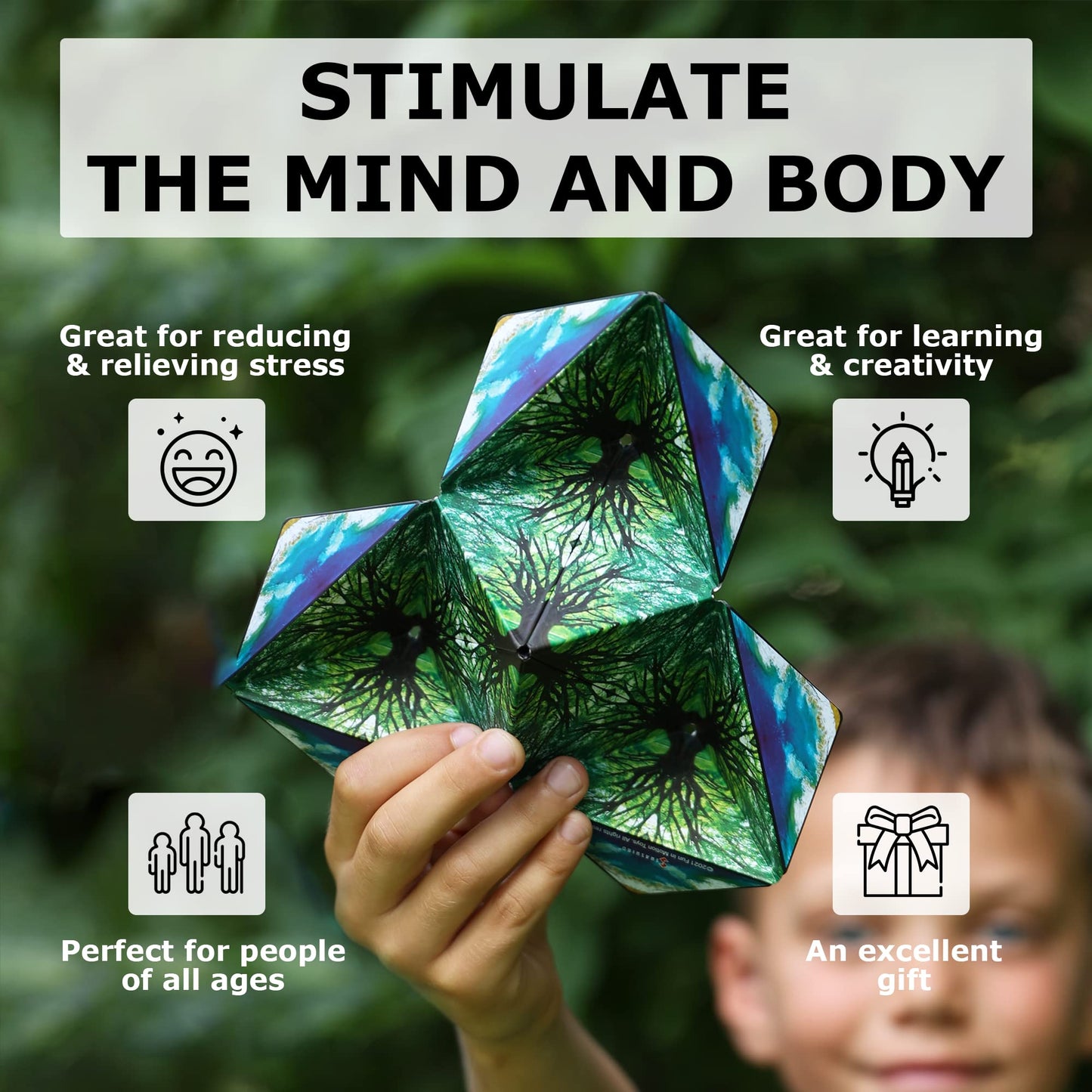 Shashibo Shape Shifting Box - STEM Magnetic Fidget Cube That Transforms Into Over 70 Shapes, Download Fun in Motion Toys Mobile App (Spaced Out)