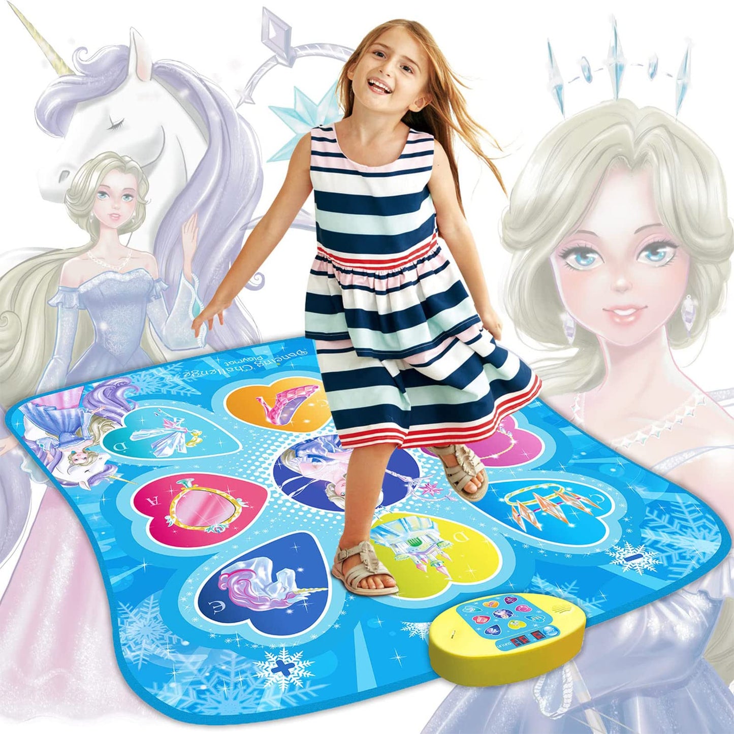 SUNLIN Dance Mat - Dance Mixer Rhythm Step Play Mat - Dance Game Toy Gift for Kids Girls Boys - Dance Pad with LED Lights, Adjustable Volume, Built-in Music, 3 Challenge Levels (3-12 Years Old)