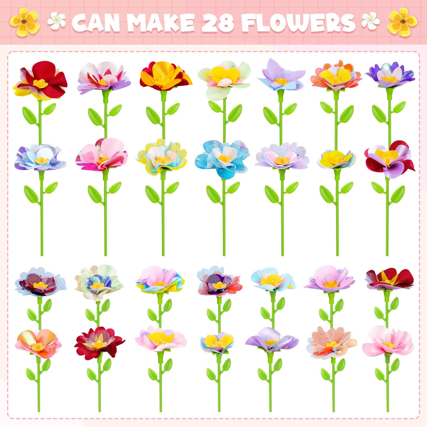 Fabric Flower Bouquets Toys, DIY Craft Kits Toys for Kids - Flowers Market Toy, Build Your Flower Bouquet, Arts & Crafts for 4 5 6 7 8 Year Toddler Girl, Educational Activity Preschool B-Day Gifts