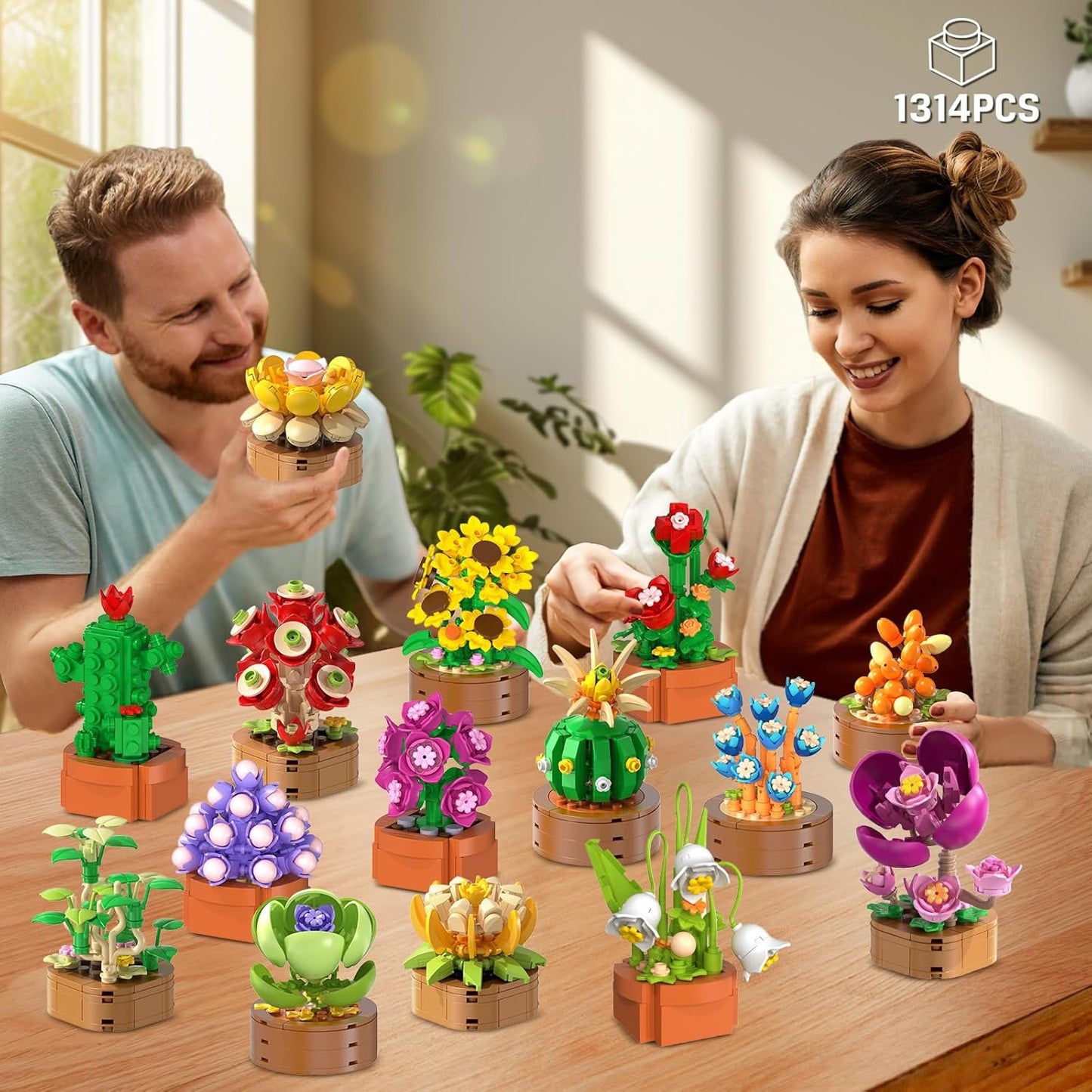 15 Pack Flowers Plants 3.6MM Mini Building Sets