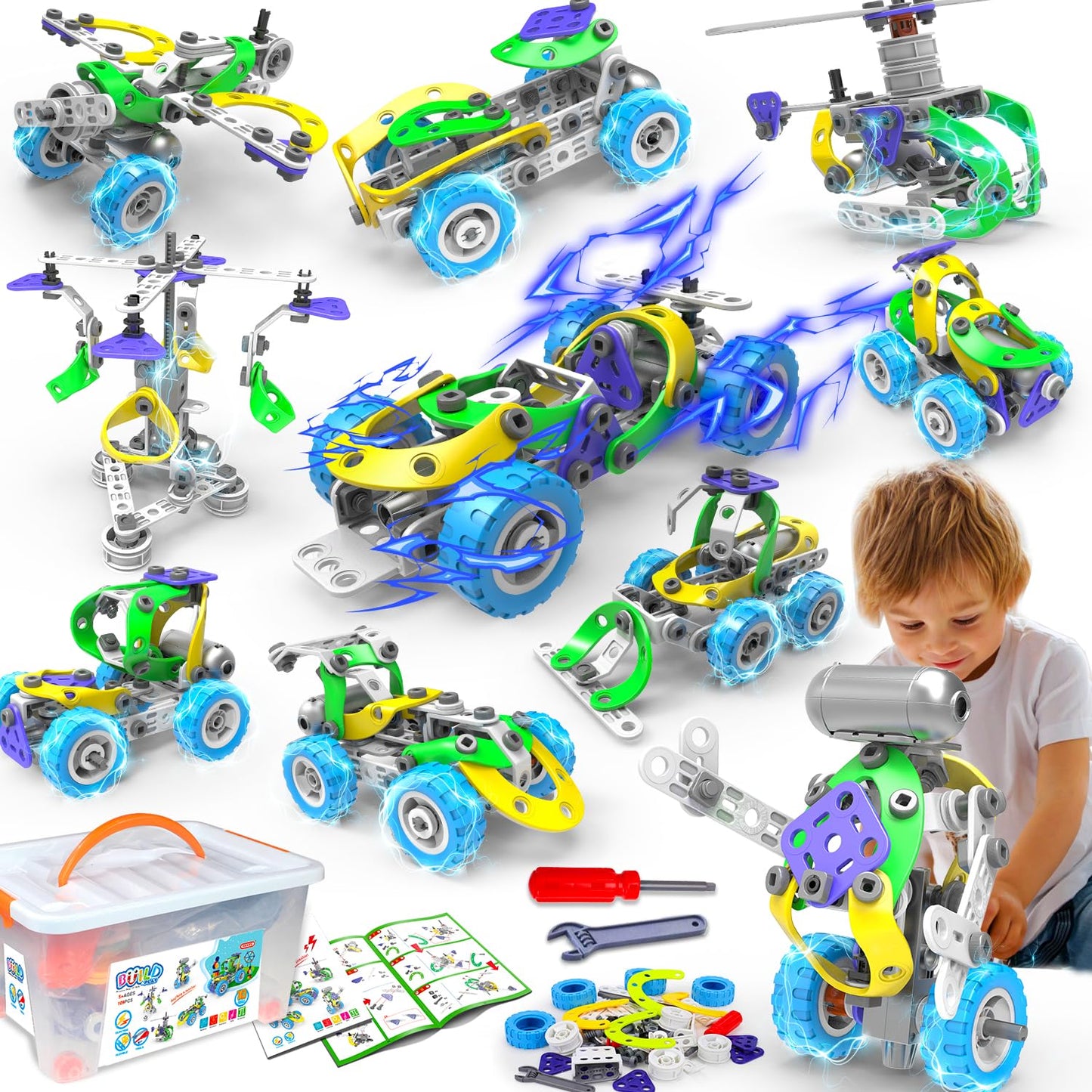 10 in 1 STEM Toys for 4 5 6 7 8+ Year Old Boy Girl Birthday Gifts Building Toys for Kids Ages 4-8 5-7 6-8 Educational Stem Activities for Boys 4-6 8-10 Construction Creative Games Holiday Idea Gift
