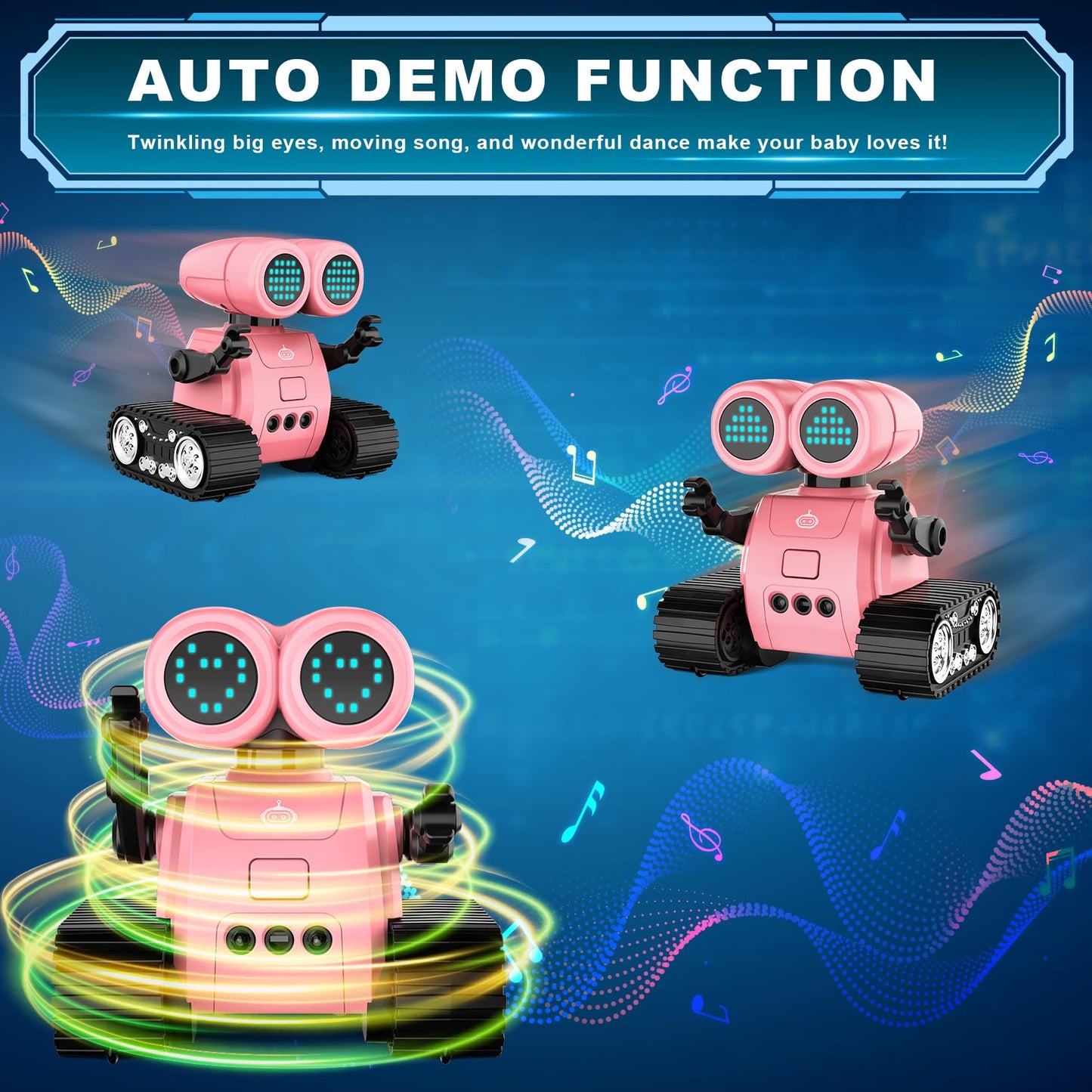 Hamourd Robot Toys for Boys Girls, Emo Robot with Walkie-Talkie Function, Gesture Sensing, Flexible Head & Arms, Programming Motion, Dance Moves, Music, Multi-Mode LED Eye, Toys for Ages