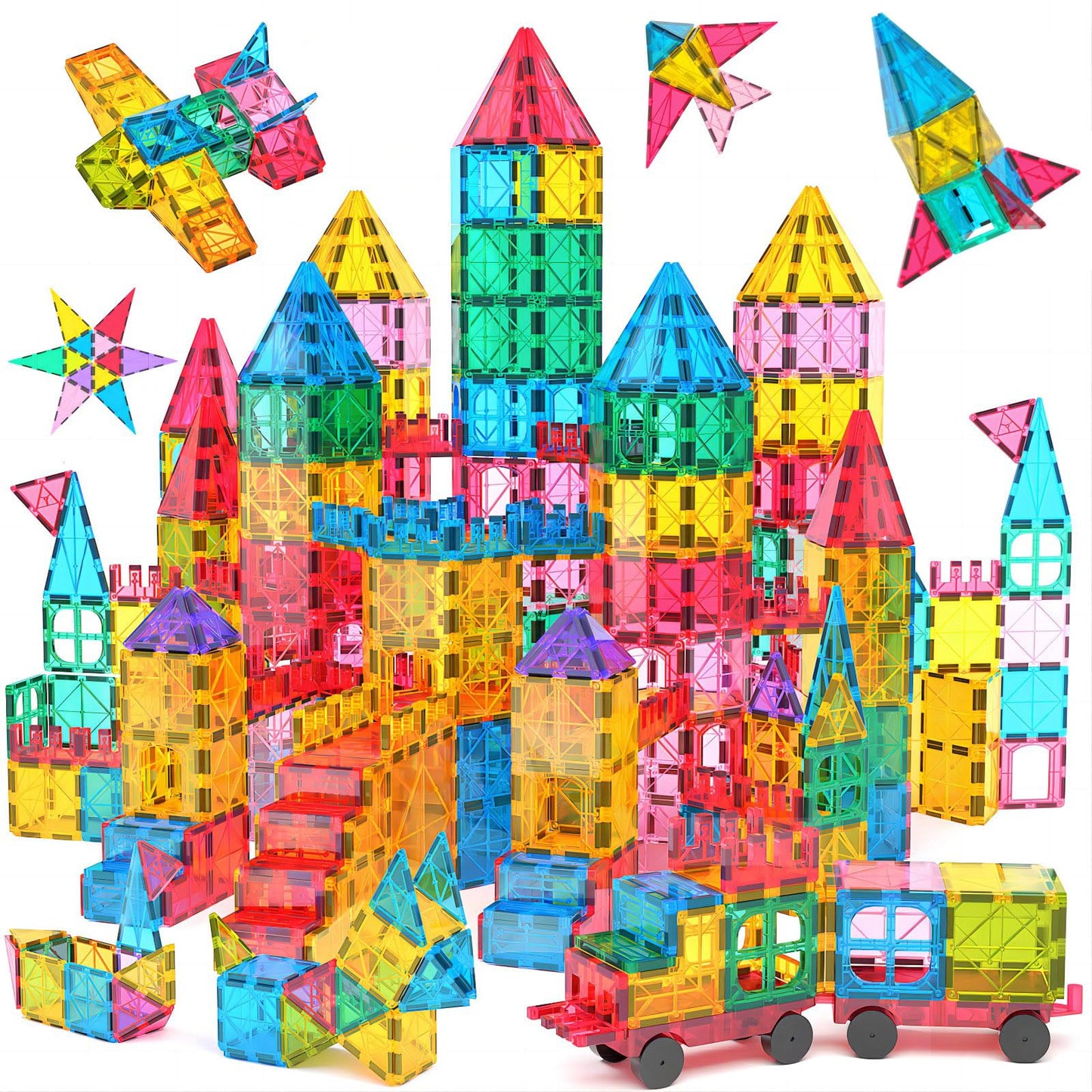 Jasonwell 110PCS Magnetic Tiles Building Blocks Set for Boys Girls Preschool Educational Magnet Construction Kit Stacking STEM Toys Christmas Birthday Gifts for Kids Toddlers 3 4 5 6 7 8 9 + Year Old