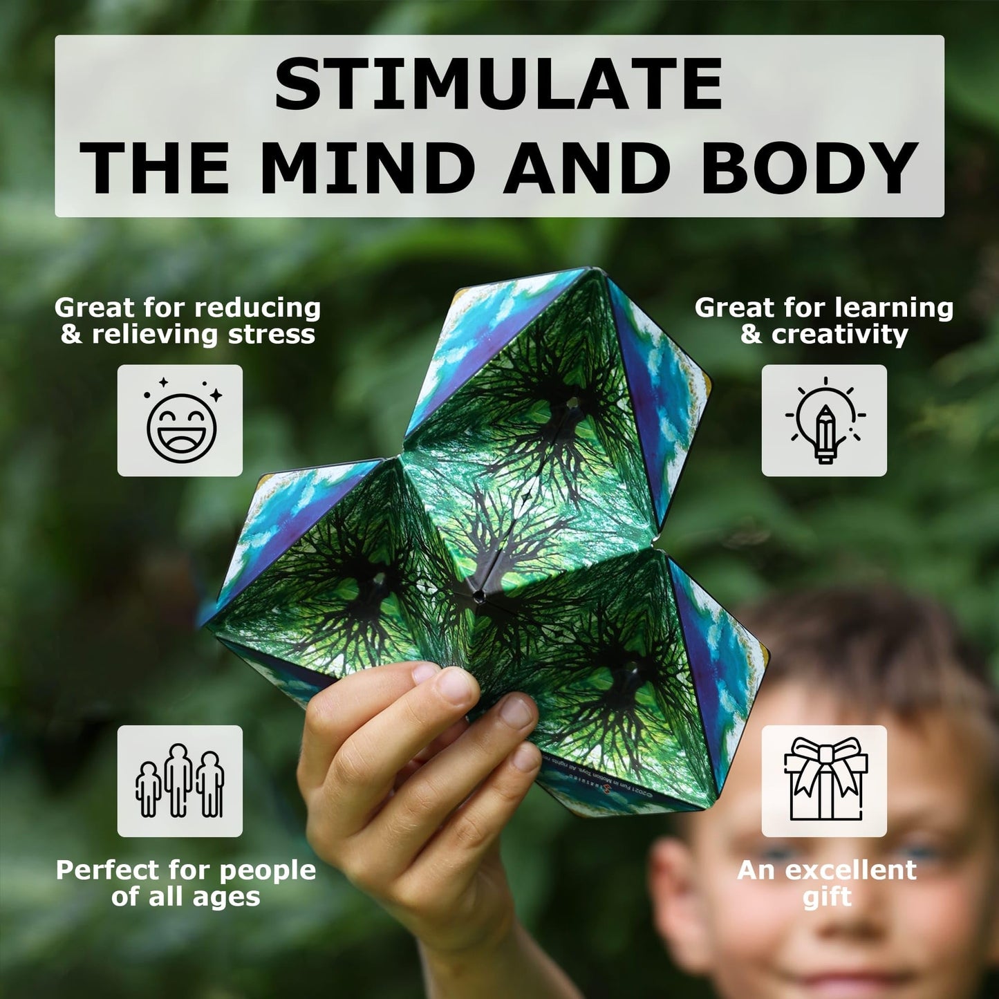 Shashibo Shape Shifting Box - STEM Magnetic Fidget Cube That Transforms Into Over 70 Shapes, Download Fun in Motion Toys Mobile App (Spaced Out)