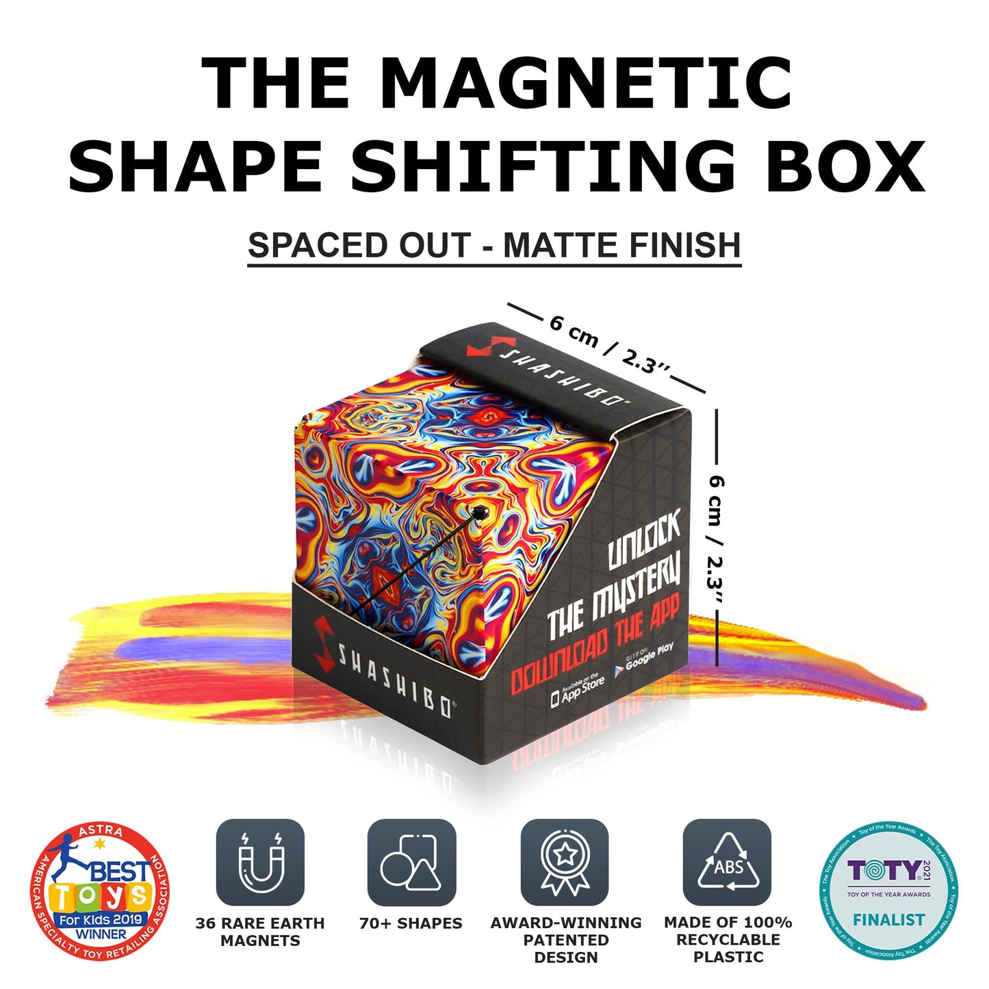 Shashibo Shape Shifting Box - STEM Magnetic Fidget Cube That Transforms Into Over 70 Shapes, Download Fun in Motion Toys Mobile App (Spaced Out)