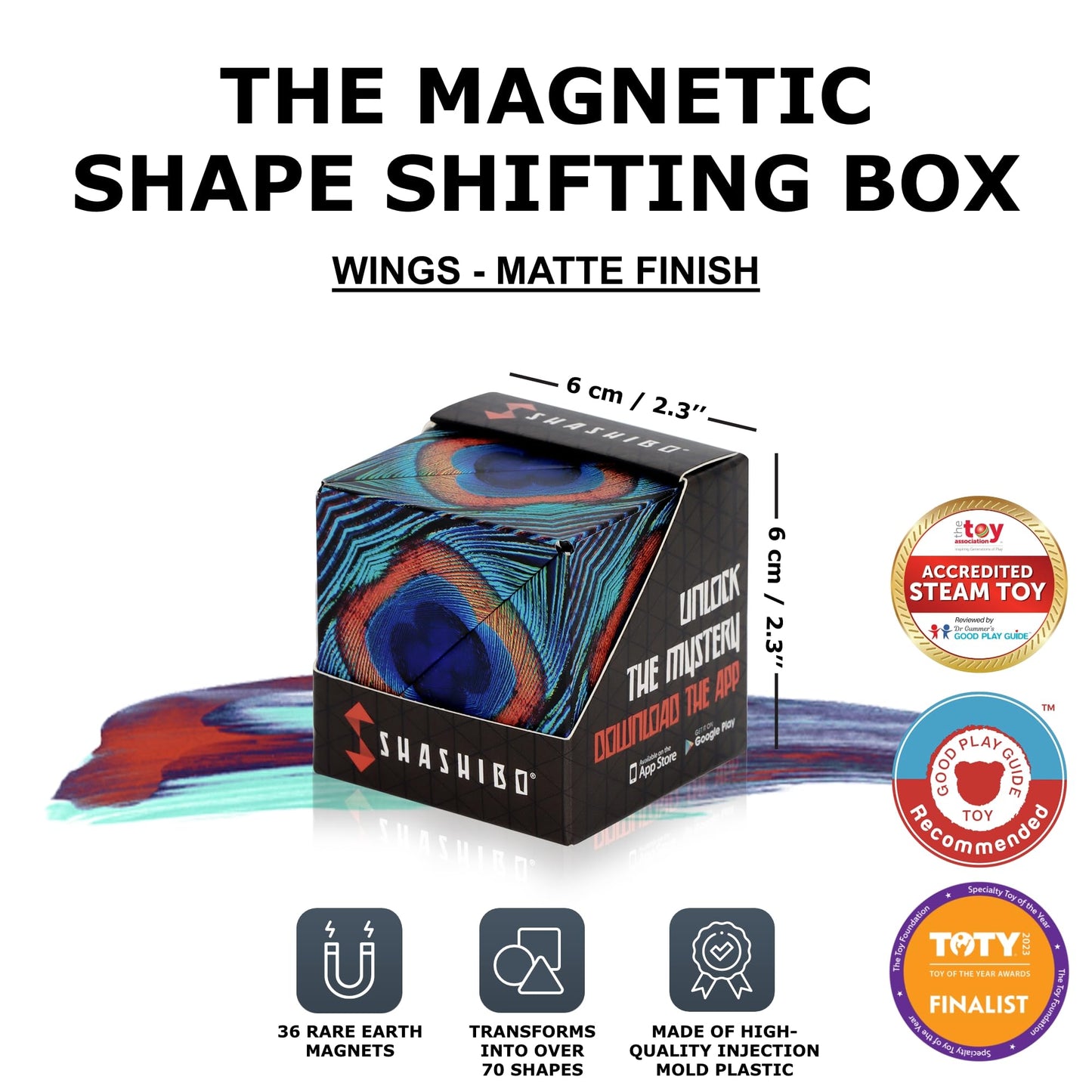 Shashibo Shape Shifting Box - STEM Magnetic Fidget Cube That Transforms Into Over 70 Shapes, Download Fun in Motion Toys Mobile App (Spaced Out)