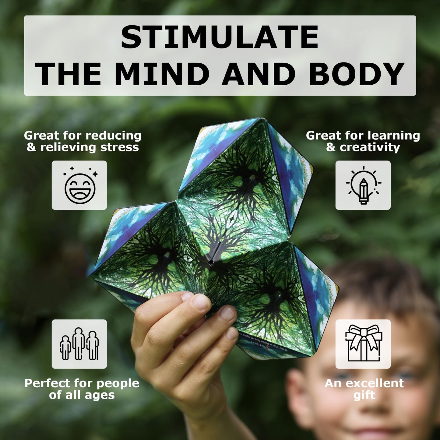 Shashibo Shape Shifting Box - STEM Magnetic Fidget Cube That Transforms Into Over 70 Shapes, Download Fun in Motion Toys Mobile App (Spaced Out)
