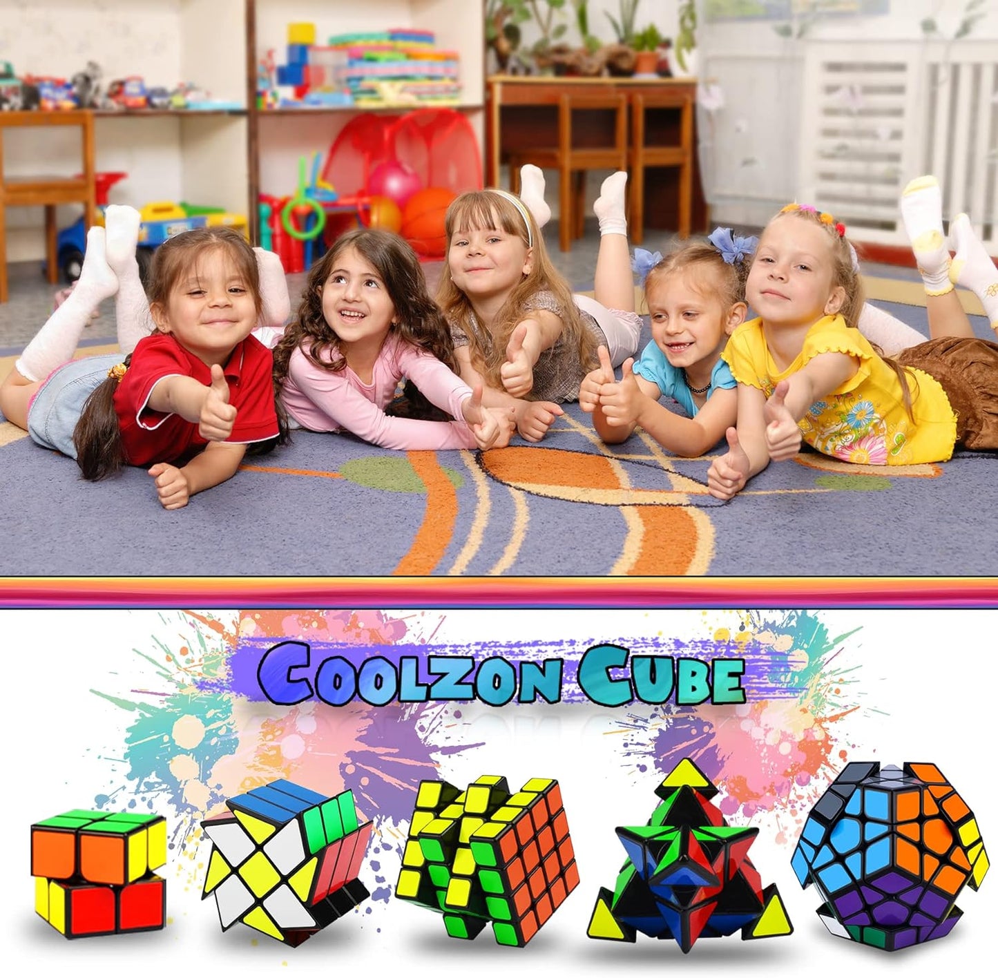 Speed Cube Set, Puzzle Cube, Magic Cube 2x2 4x4 Pyraminx Pyramid Megaminx Fenghuolun Puzzle Cube Toy Gift for Children Adults, Pack of 5