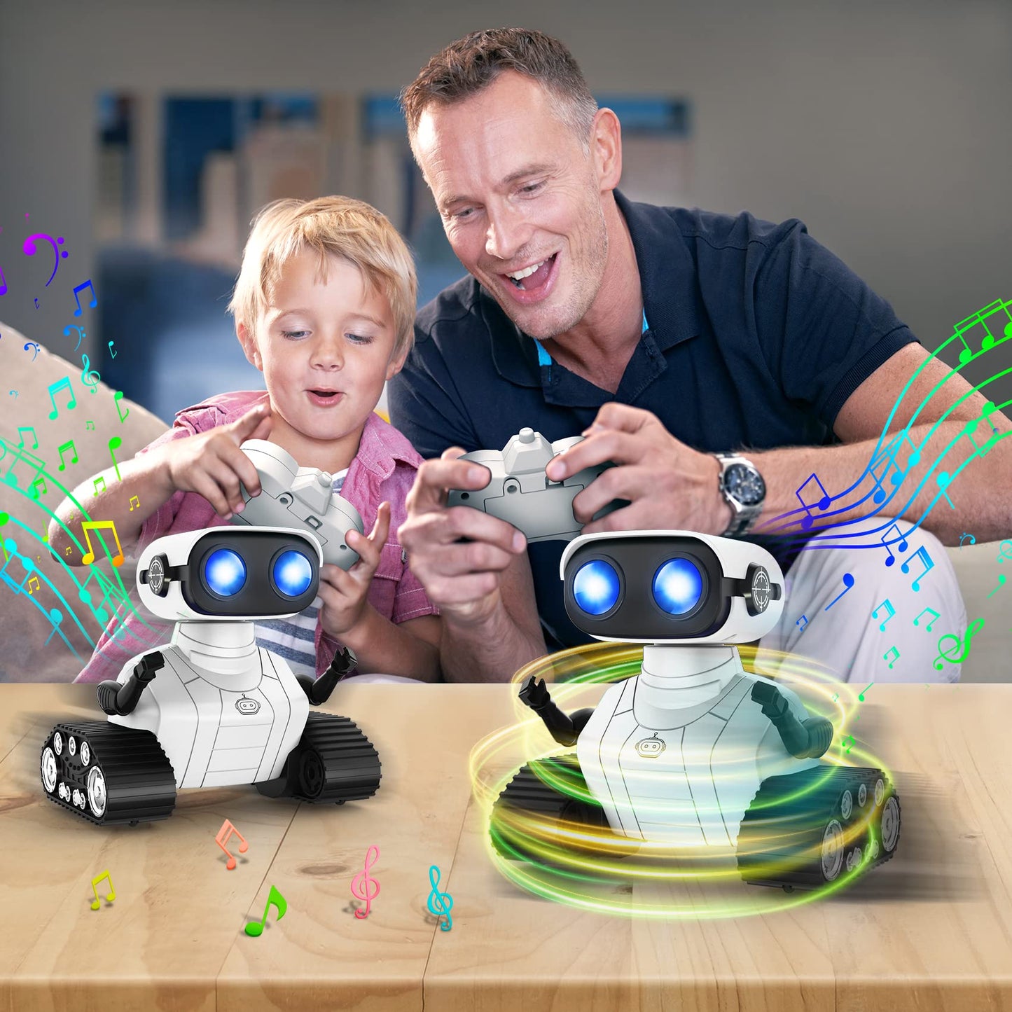 Hamourd Robot Toys for Boys Girls, Emo Robot with Walkie-Talkie Function, Gesture Sensing, Flexible Head & Arms, Programming Motion, Dance Moves, Music, Multi-Mode LED Eye, Toys for Ages