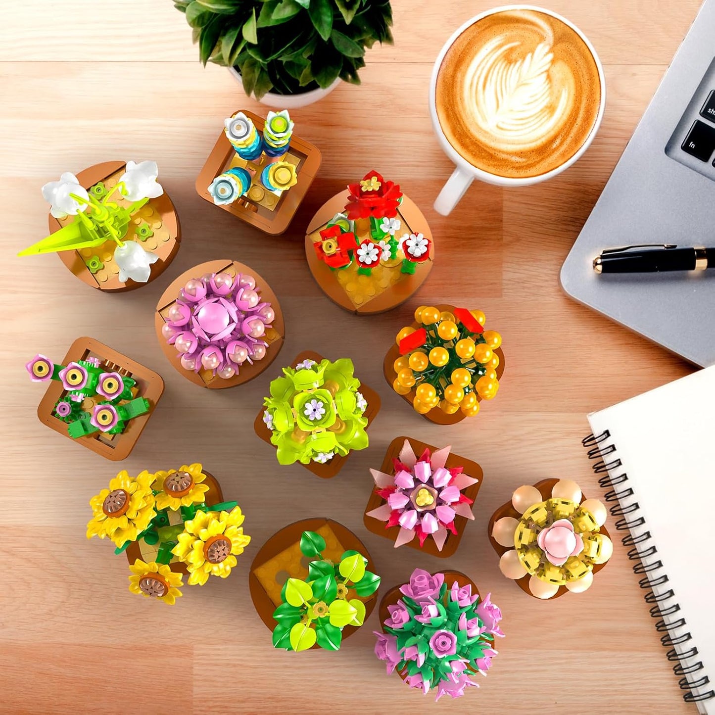 12 Pack Flowers Succulents 3.6MM Mini Building Set