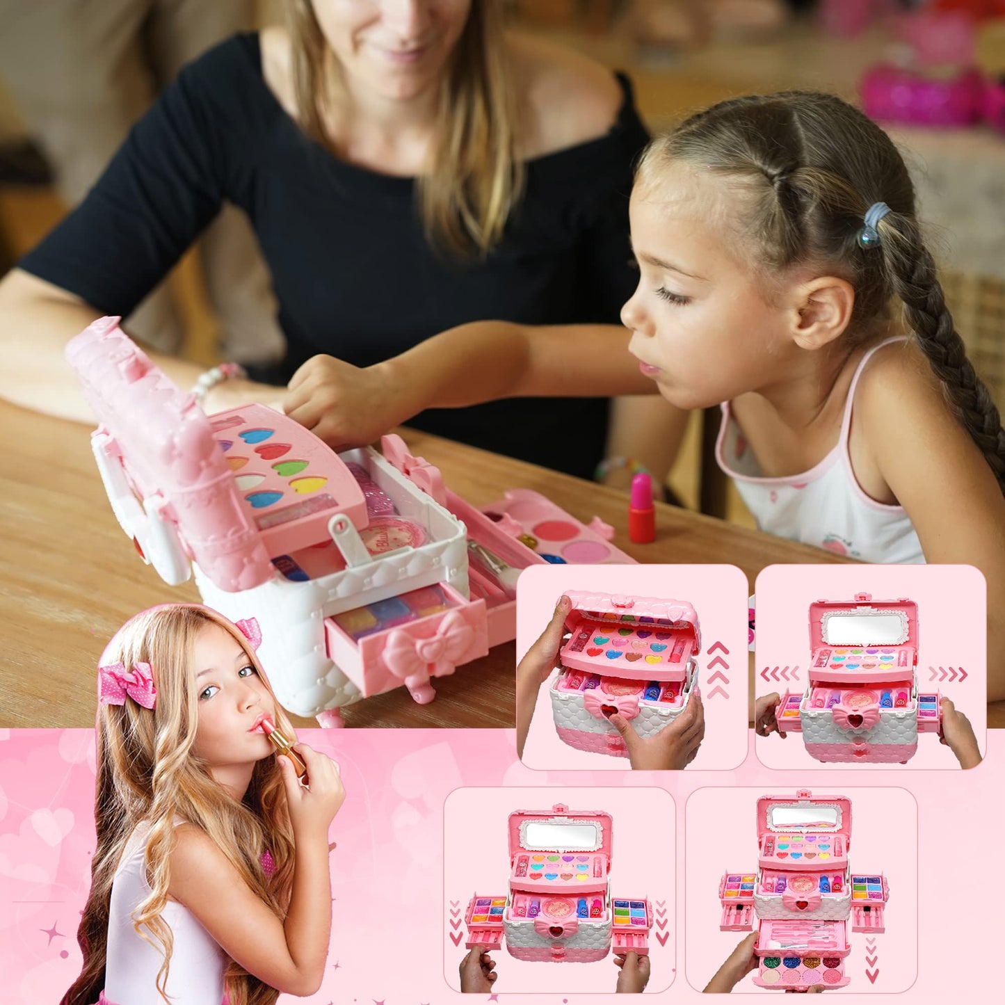 Kids Makeup Sets for Girls - Kids Makeup Sets for Girls 5-8, Maquillaje para Niñas, Play Make Up Kit, Best Toys for Little Girl,Princess Toddler Kid Stuff, Ages3456789 10 Year Old Girl Birthday Gifts
