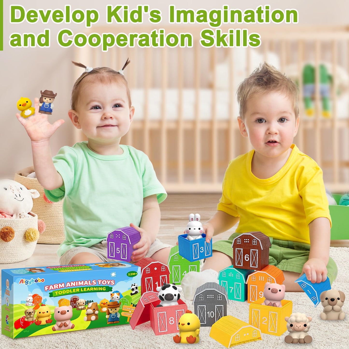 Learning Toys for 1,2,3 Year Old Toddlers, 20Pcs Safari Animals Toys Montessori Counting, Matching & Sorting Fine Motor Games, Christmas Birthday Easter Gift for Baby Boys Girls Age 12-18 Months