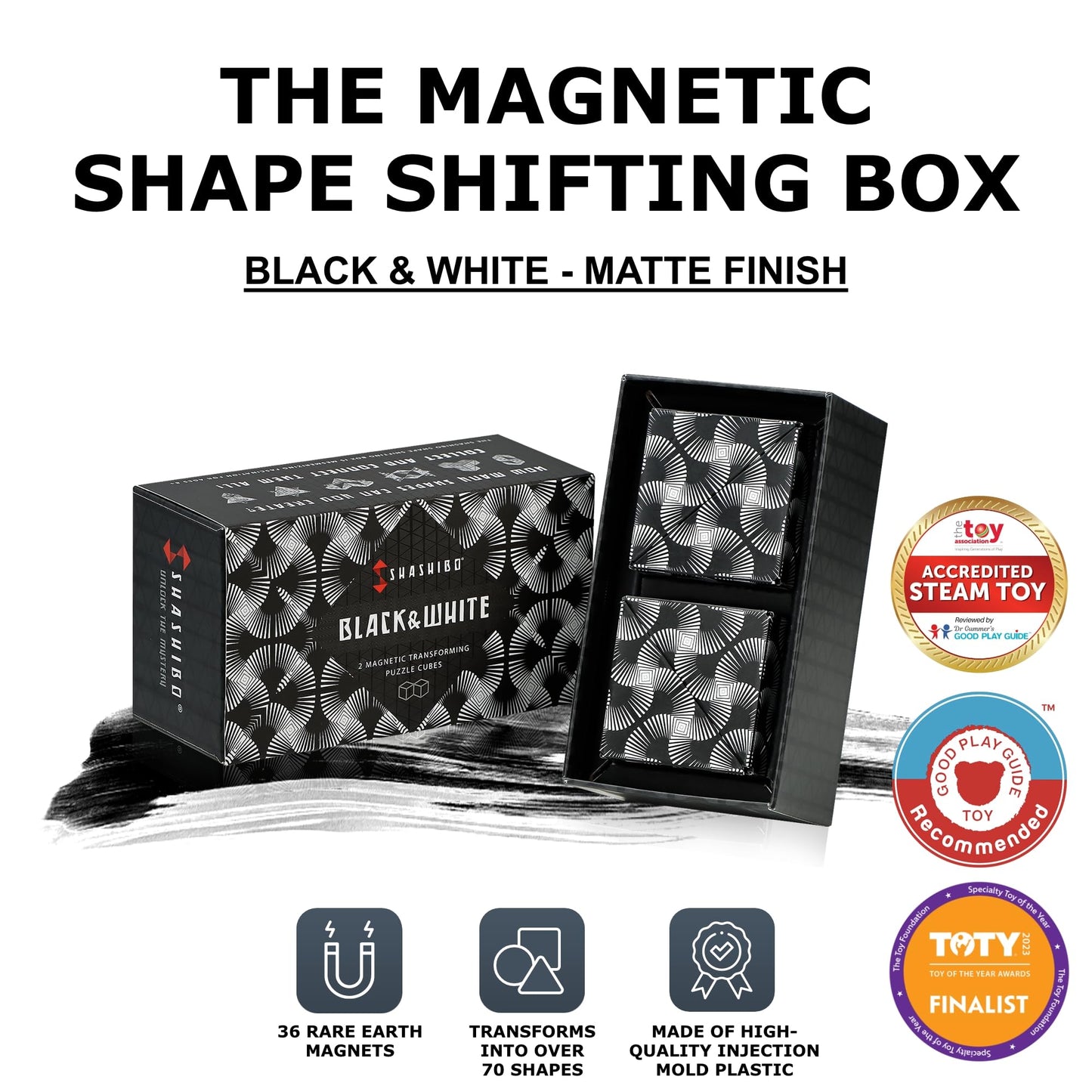 Shashibo Shape Shifting Box - STEM Magnetic Fidget Cube That Transforms Into Over 70 Shapes, Download Fun in Motion Toys Mobile App (Spaced Out)