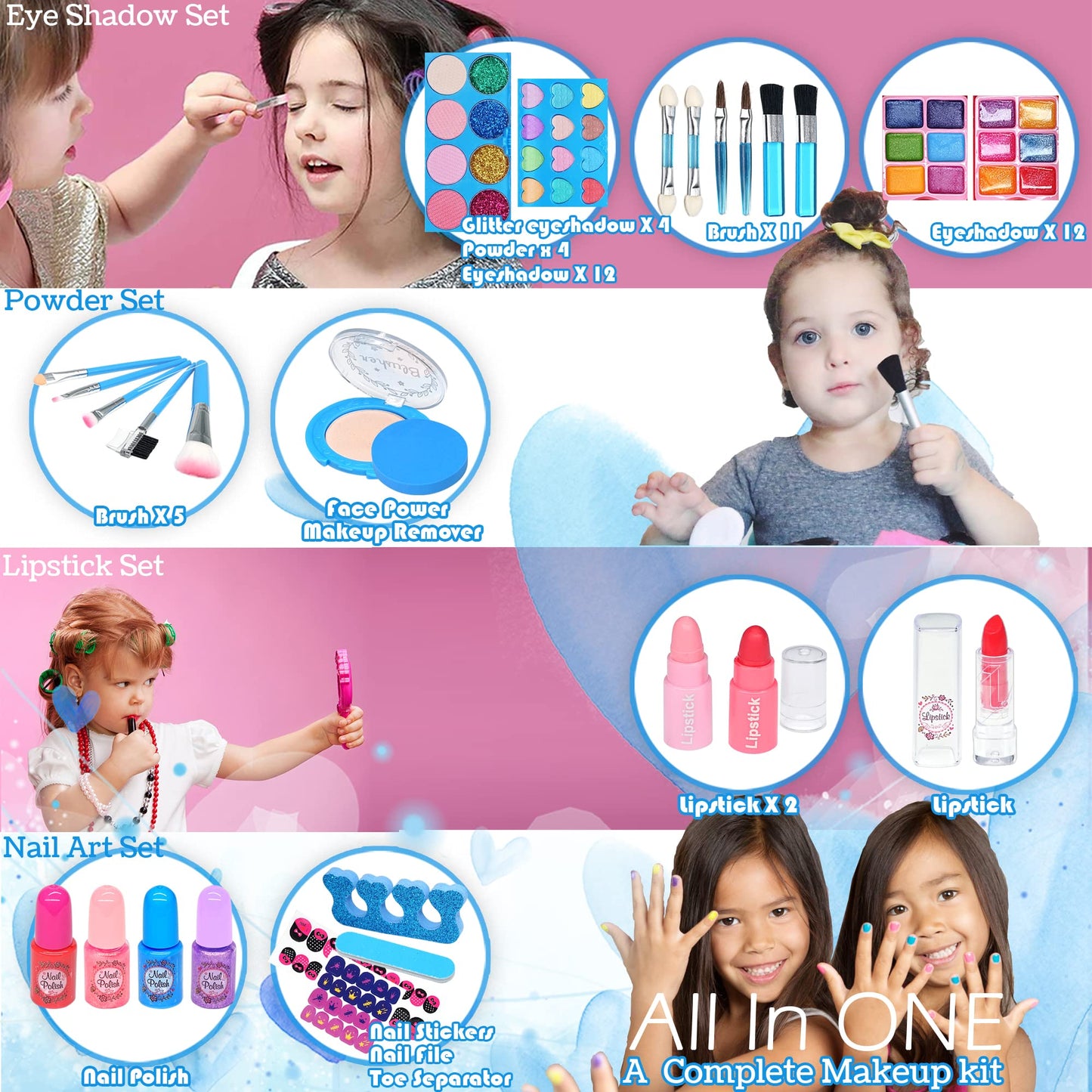 Kids Makeup Sets for Girls - Kids Makeup Sets for Girls 5-8, Maquillaje para Niñas, Play Make Up Kit, Best Toys for Little Girl,Princess Toddler Kid Stuff, Ages3456789 10 Year Old Girl Birthday Gifts