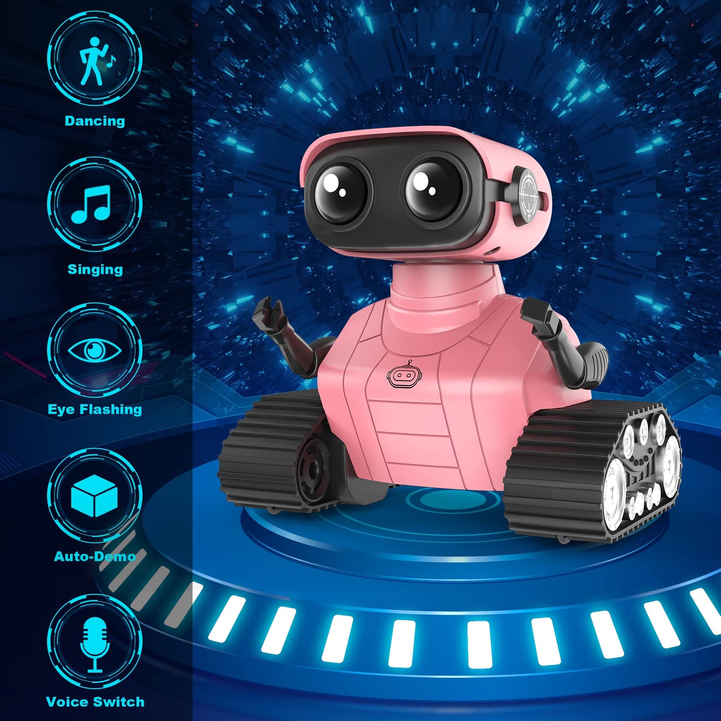 Hamourd Robot Toys for Boys Girls, Emo Robot with Walkie-Talkie Function, Gesture Sensing, Flexible Head & Arms, Programming Motion, Dance Moves, Music, Multi-Mode LED Eye, Toys for Ages