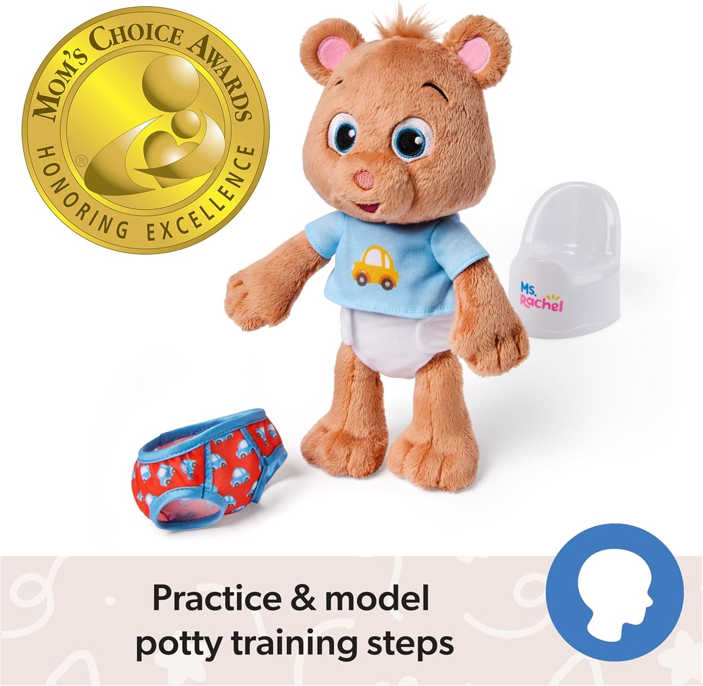 Ms. Rachel Potty Time with Bean, 11” Plush Teddy Bear with Play Toilet & Accessories, Toddler Toys for Girls & Boys for Ages 18 Months to 3+