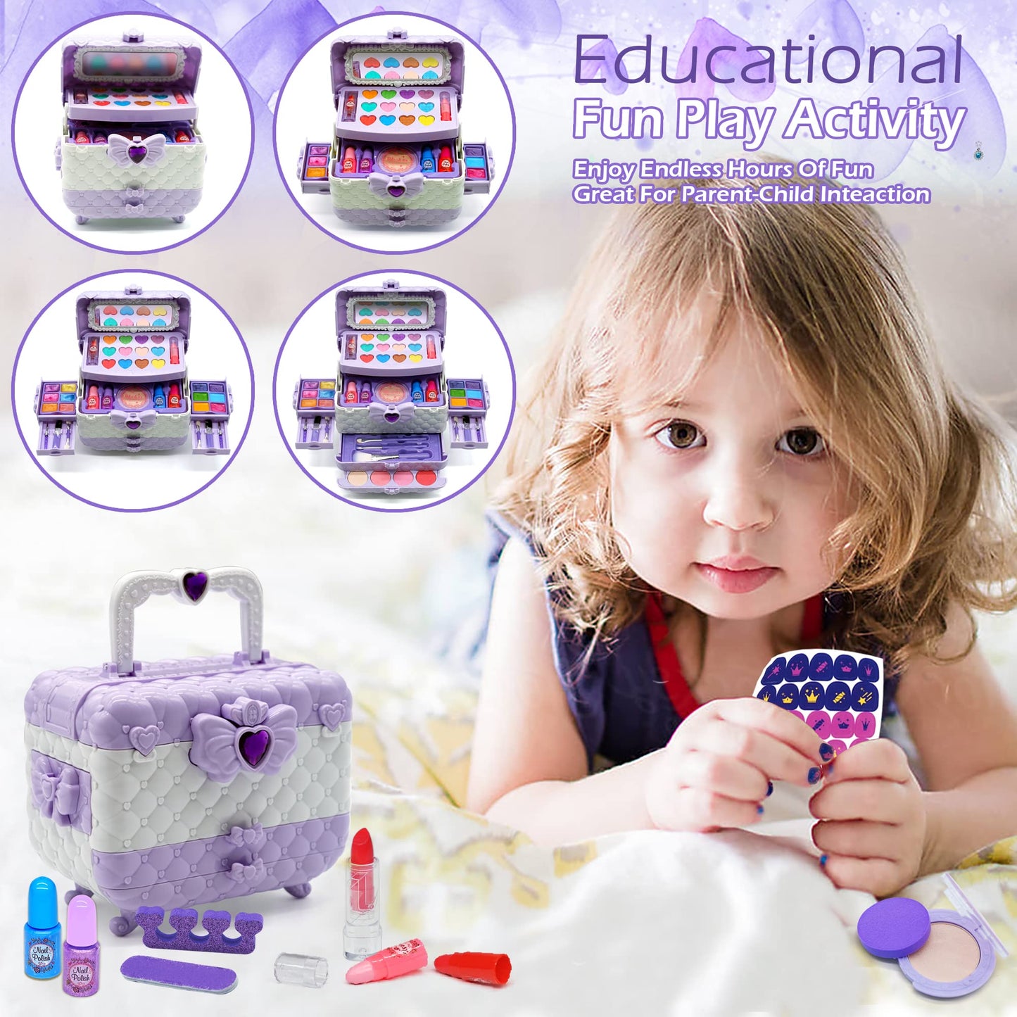 Kids Makeup Sets for Girls - Kids Makeup Sets for Girls 5-8, Maquillaje para Niñas, Play Make Up Kit, Best Toys for Little Girl,Princess Toddler Kid Stuff, Ages3456789 10 Year Old Girl Birthday Gifts