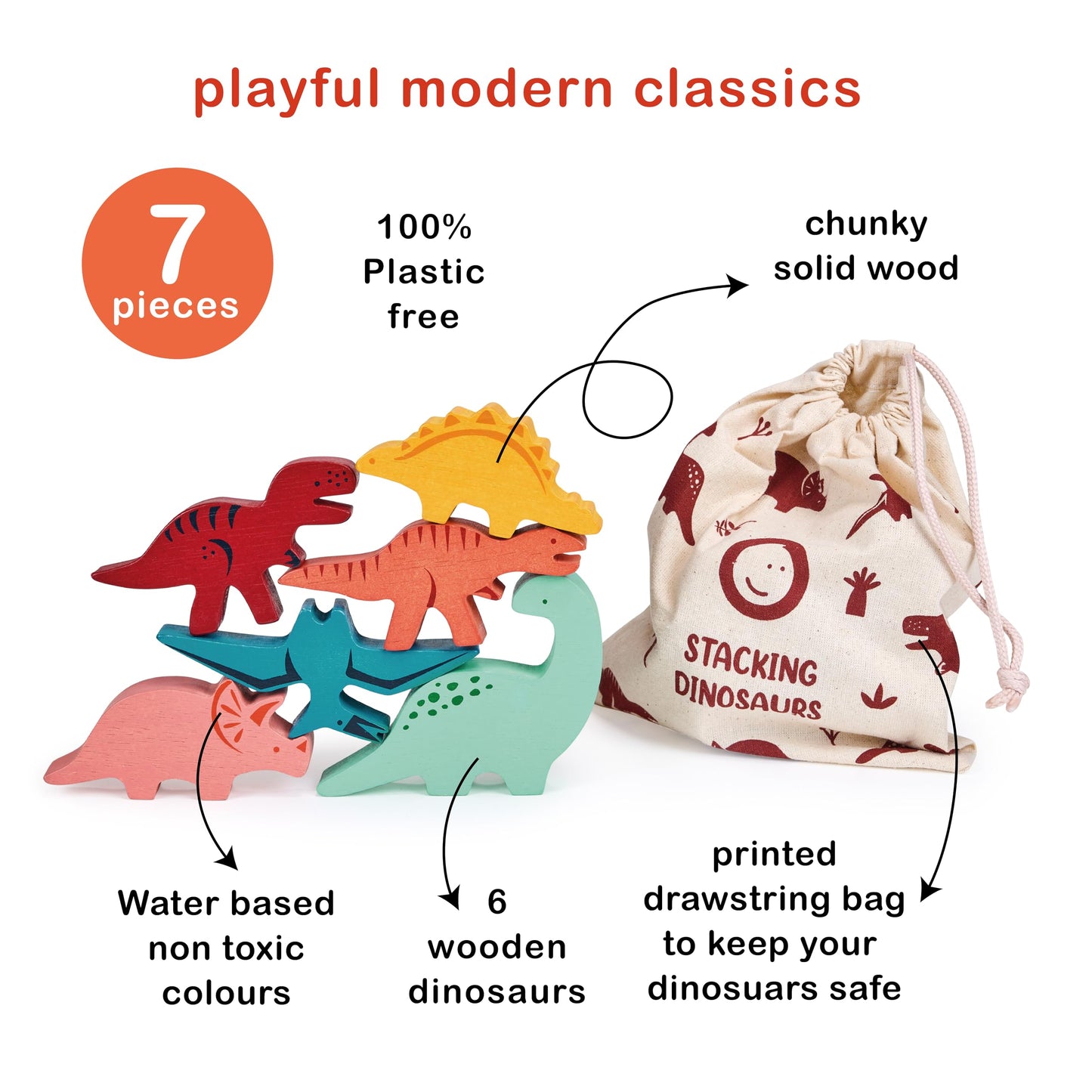 Happy Stacking Safari - 7pc Wooden Stacking Toy