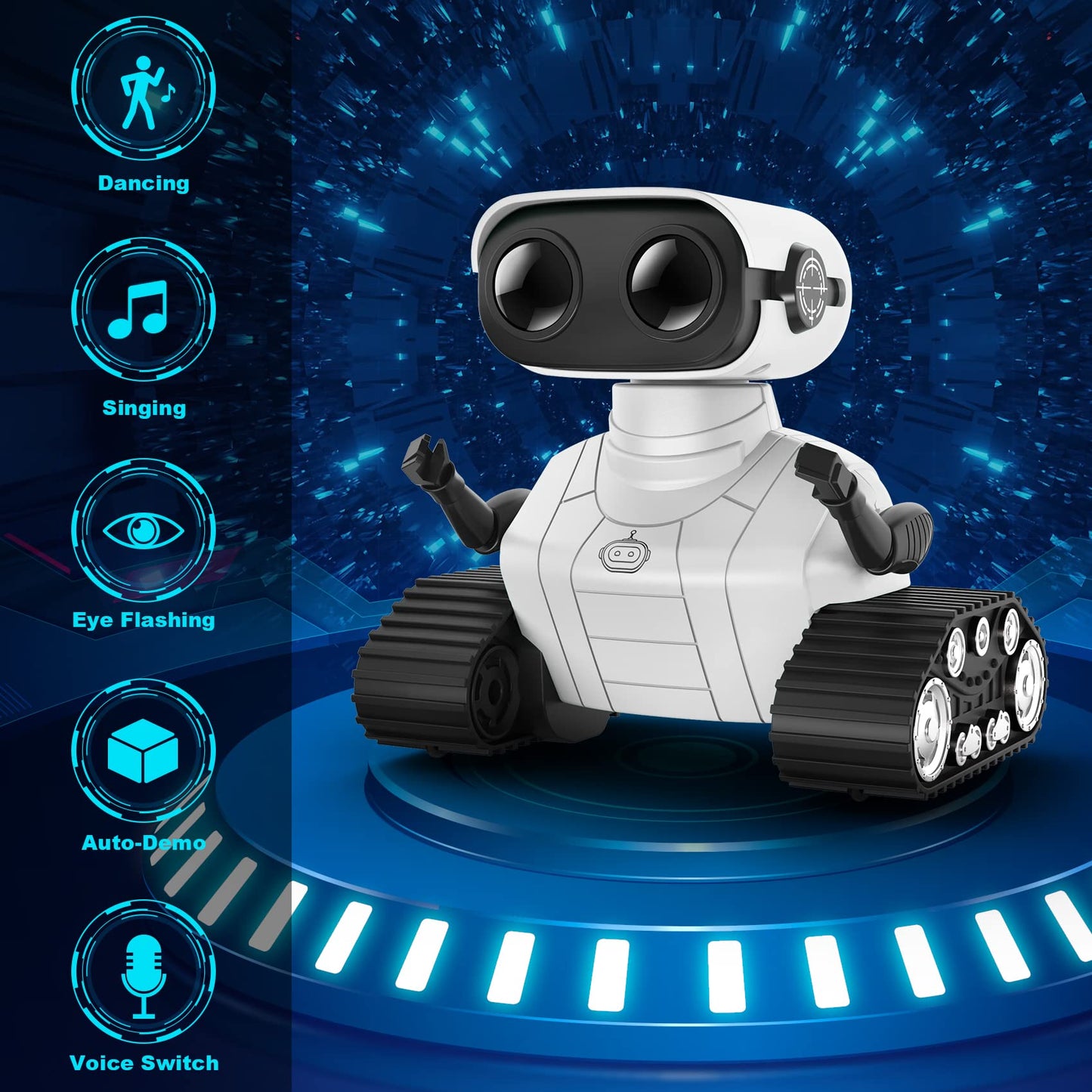 Hamourd Robot Toys for Boys Girls, Emo Robot with Walkie-Talkie Function, Gesture Sensing, Flexible Head & Arms, Programming Motion, Dance Moves, Music, Multi-Mode LED Eye, Toys for Ages