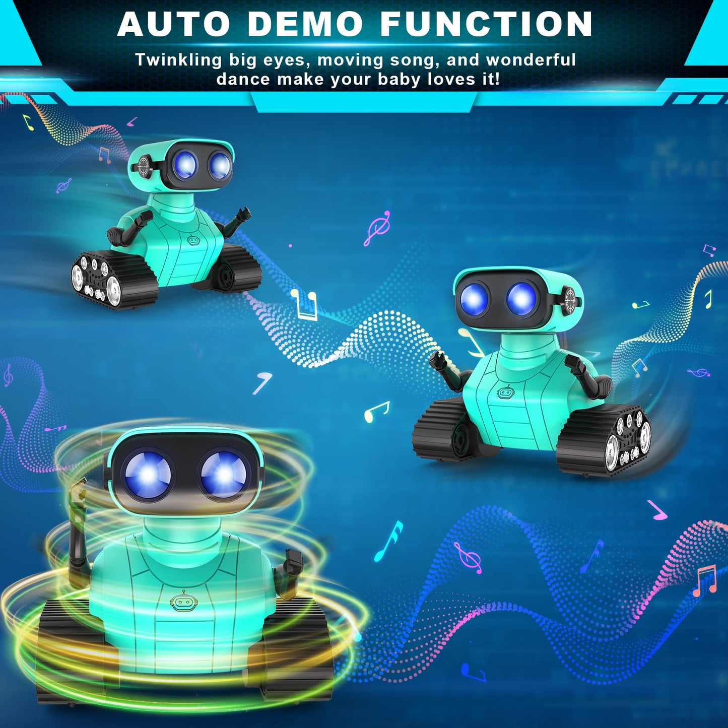 Hamourd Robot Toys for Boys Girls, Emo Robot with Walkie-Talkie Function, Gesture Sensing, Flexible Head & Arms, Programming Motion, Dance Moves, Music, Multi-Mode LED Eye, Toys for Ages