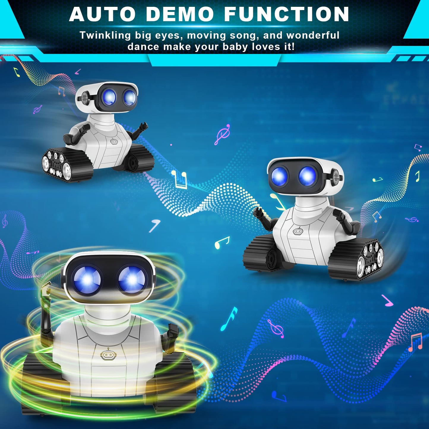 Hamourd Robot Toys for Boys Girls, Emo Robot with Walkie-Talkie Function, Gesture Sensing, Flexible Head & Arms, Programming Motion, Dance Moves, Music, Multi-Mode LED Eye, Toys for Ages