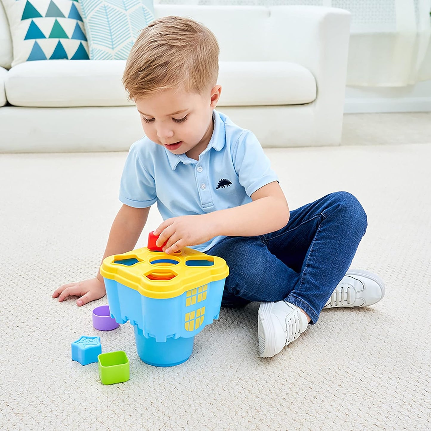 iPlay, iLearn Baby Stacking Toys, Toddler Nesting Stack Cups, Infant Stackable Block, Kids Sorting Game W/Shape Sorter for Sand Bath, Birthday Gift for 12 18 24 Month 1 2 3 Year Old Boys Girls