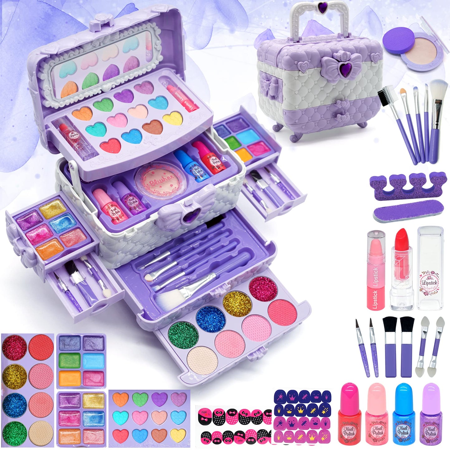 Kids Makeup Sets for Girls - Kids Makeup Sets for Girls 5-8, Maquillaje para Niñas, Play Make Up Kit, Best Toys for Little Girl,Princess Toddler Kid Stuff, Ages3456789 10 Year Old Girl Birthday Gifts