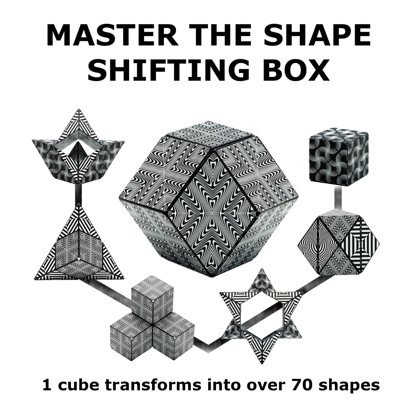 Shashibo Shape Shifting Box - STEM Magnetic Fidget Cube That Transforms Into Over 70 Shapes, Download Fun in Motion Toys Mobile App (Spaced Out)