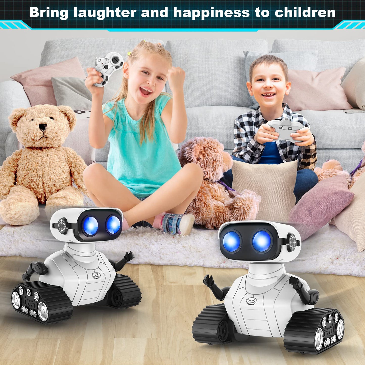 Hamourd Robot Toys for Boys Girls, Emo Robot with Walkie-Talkie Function, Gesture Sensing, Flexible Head & Arms, Programming Motion, Dance Moves, Music, Multi-Mode LED Eye, Toys for Ages