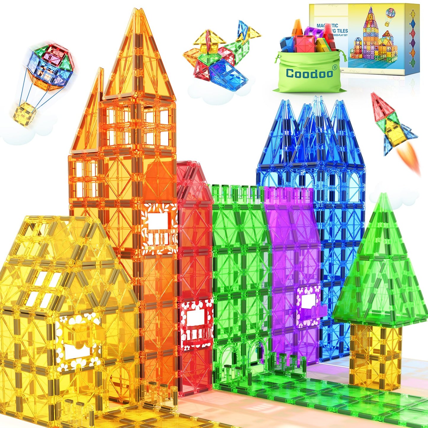 100PCS Magnetic Tiles STEM Building Toys Set