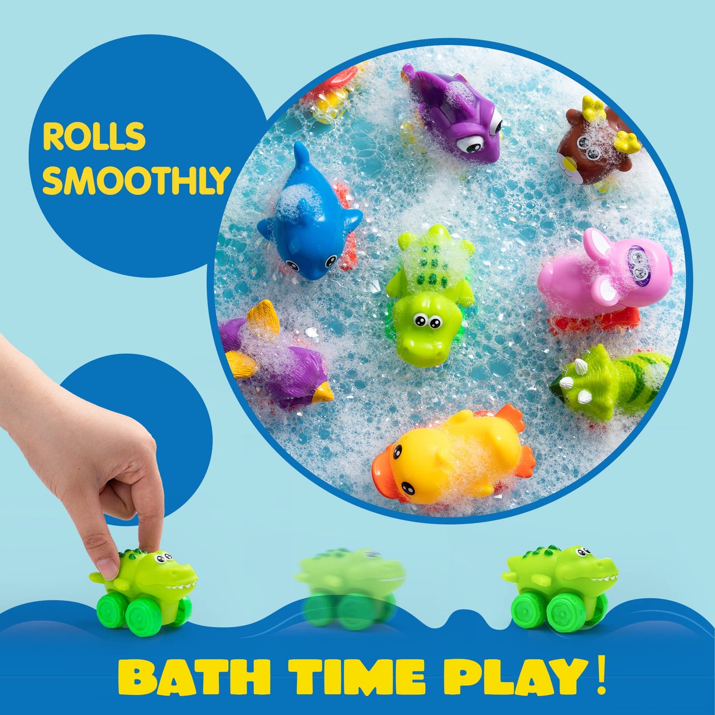 JOYIN Cartoon Cars, Soft Rubber Toy Car Set, Mini Vehicles, Bath Toy Car for Toddlers, Gift for Boys and Girls Easter Basket Stuffers, Summer Beach and Pool Activity, Party Favors for Kids