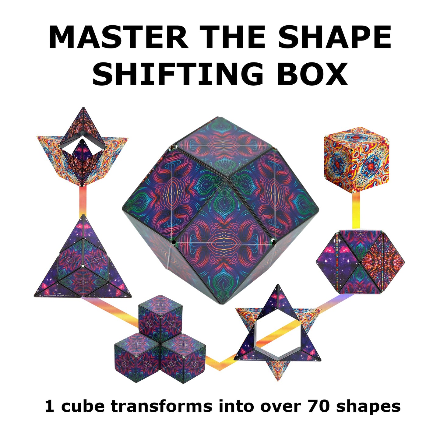 Shashibo Shape Shifting Box - STEM Magnetic Fidget Cube That Transforms Into Over 70 Shapes, Download Fun in Motion Toys Mobile App (Spaced Out)