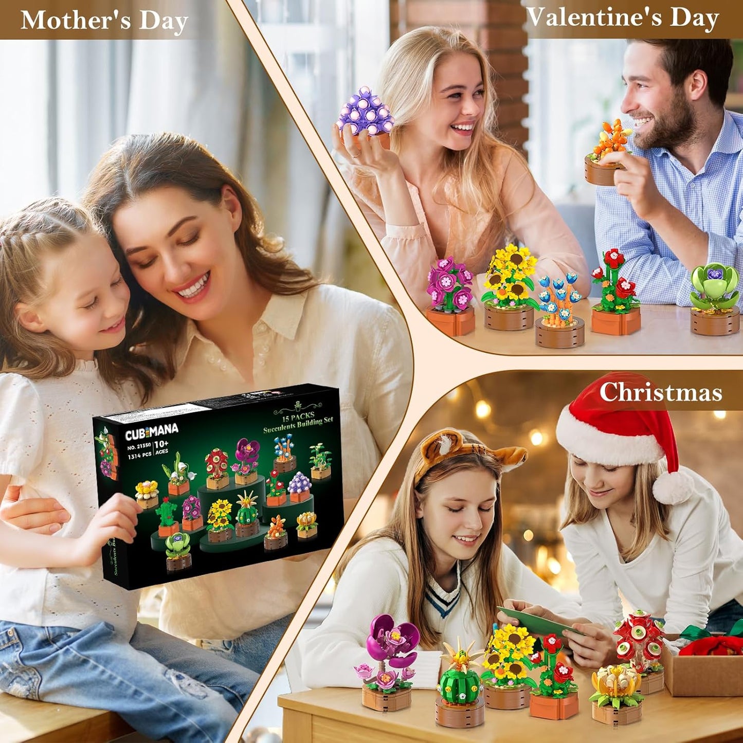 15 Pack Flowers Plants 3.6MM Mini Building Sets