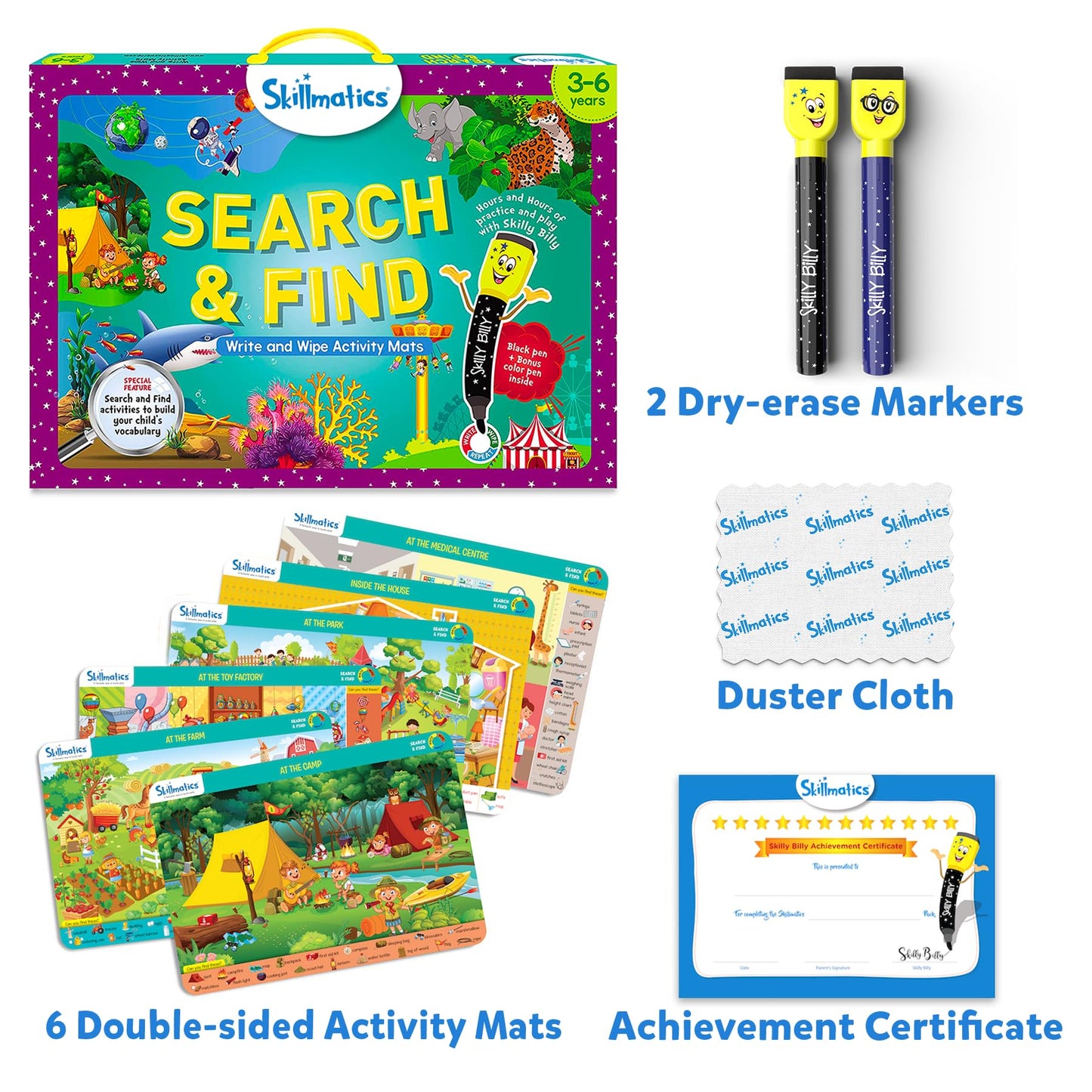 Skillmatics Search and Find Disney Princess Educational Game - Reusable Preschool Learning Activities, Perfect for Toddlers & Kids Who Love Toys, Art & Crafts, Gifts for Boys & Girls Ages 3, 4, 5, 6