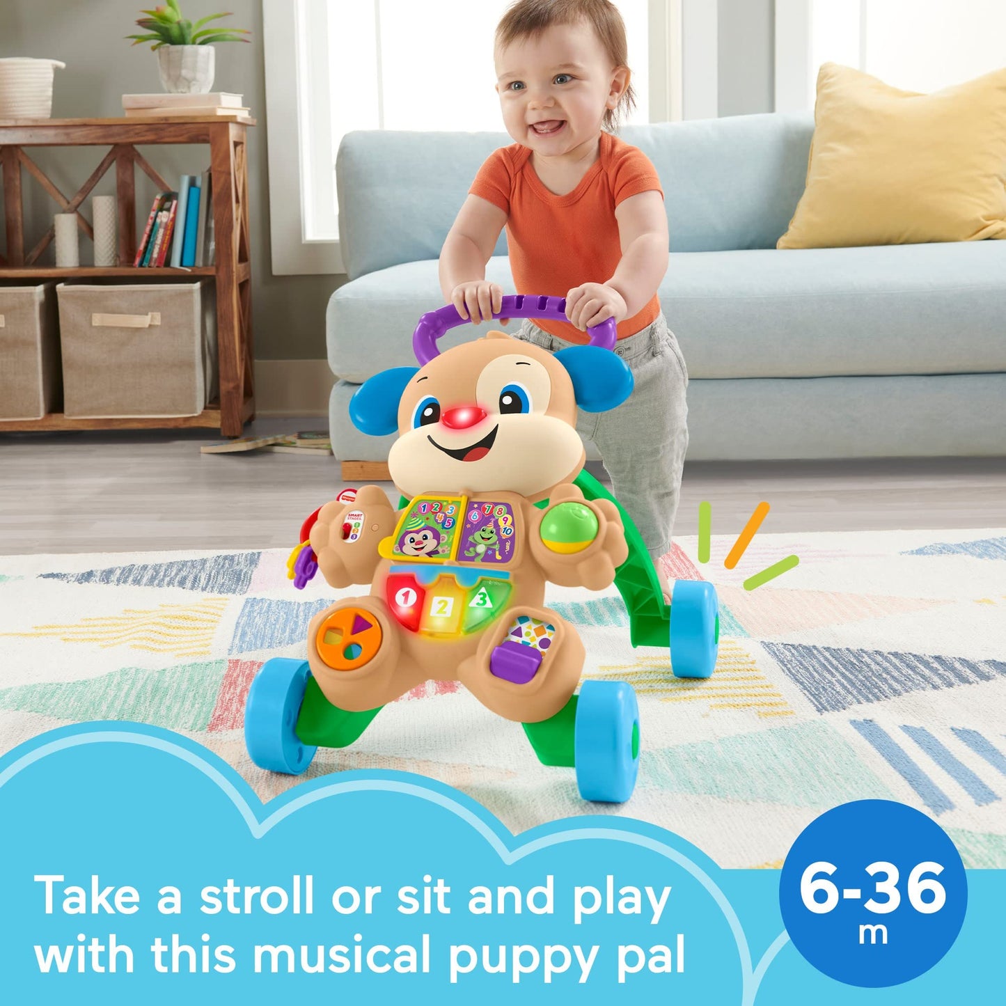 Fisher-Price Baby Toy Laugh & Learn Smart Stages Learn with Sis Walker with Music Lights & Activities for Infants Ages 6+ Months