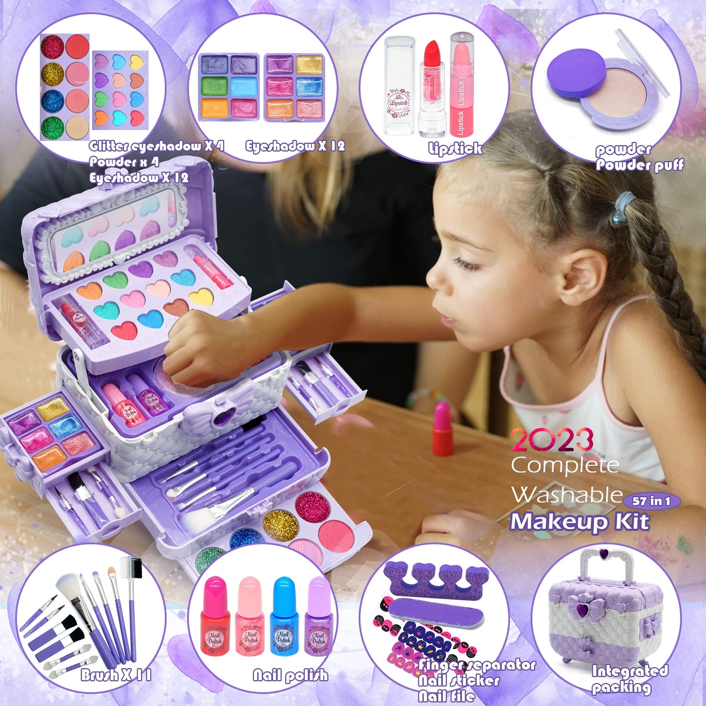 Kids Makeup Sets for Girls - Kids Makeup Sets for Girls 5-8, Maquillaje para Niñas, Play Make Up Kit, Best Toys for Little Girl,Princess Toddler Kid Stuff, Ages3456789 10 Year Old Girl Birthday Gifts