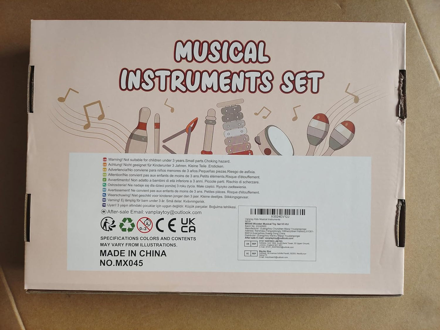 Musical Instruments - 6 in 1 Wooden Musical Toys for 2 3 Year Old Boy & Girls Birthday Gifts, Neutral Colors with Modern Boho Xylophone for Toddler Preschool Educational Toy for Baby 18+ Months