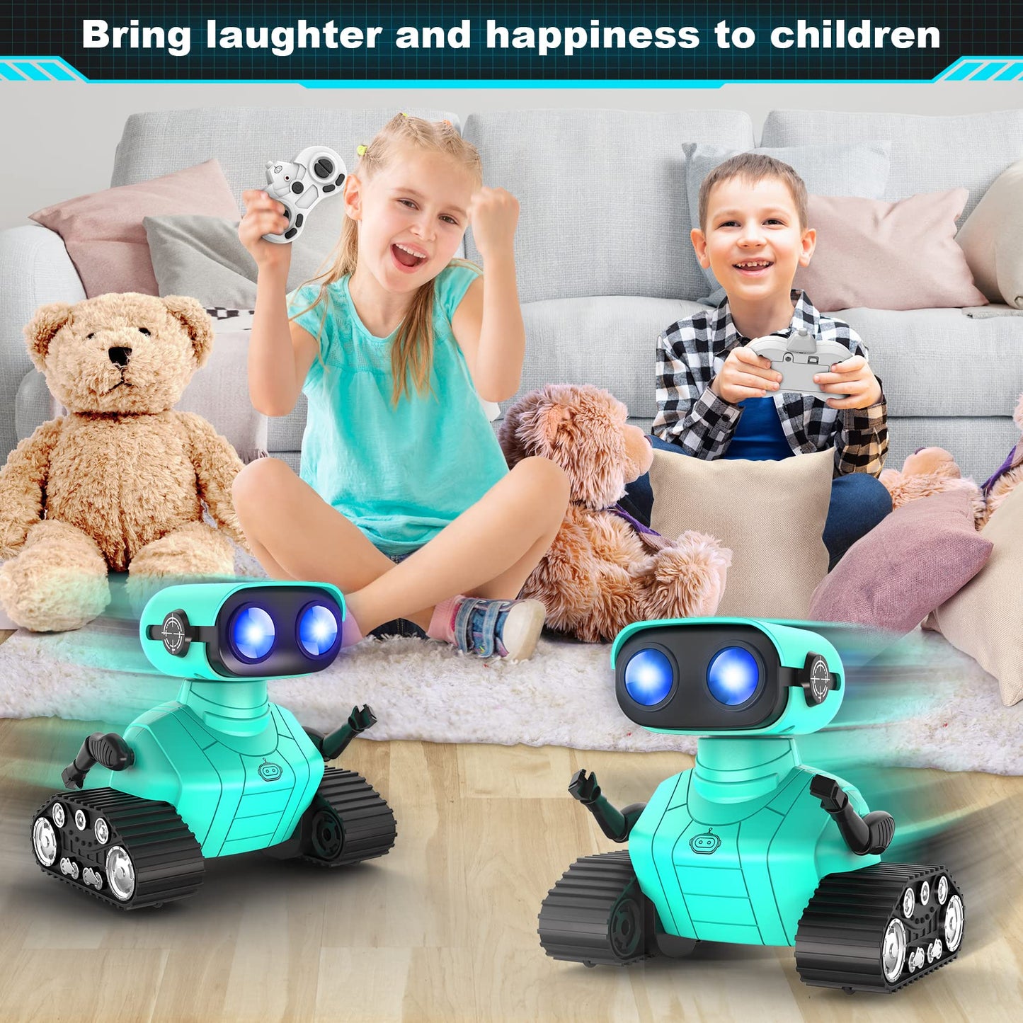 Hamourd Robot Toys for Boys Girls, Emo Robot with Walkie-Talkie Function, Gesture Sensing, Flexible Head & Arms, Programming Motion, Dance Moves, Music, Multi-Mode LED Eye, Toys for Ages