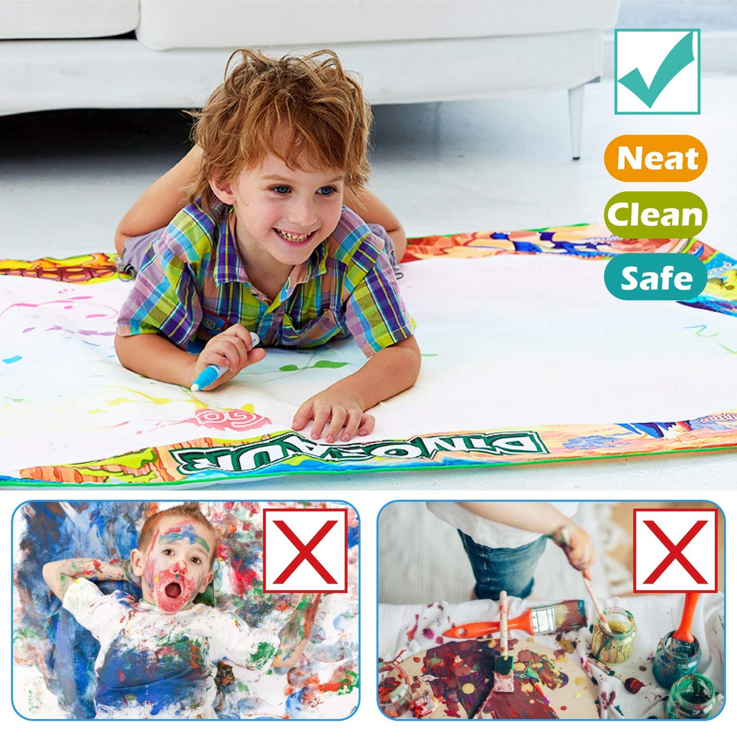 Jasonwell Aqua Water Doodle Mat 31x31 Inches Large Magic Drawing Doodling Mat Coloring Mat Educational Toys Christmas Birthday Gifts for Kids Toddler Boys Girls Age 2 3 4 5 6 7 8 Year Old (Alphabet)