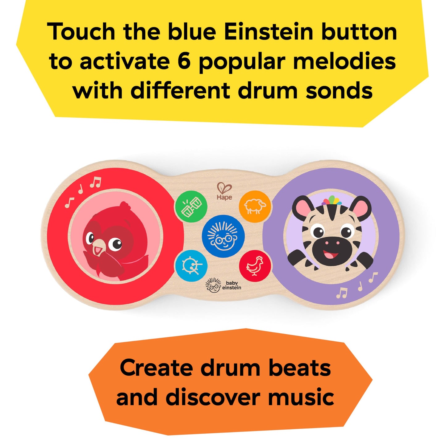 Baby Einstein and Hape Magic Touch Wooden Toy Piano, Montessori Musical Learning Toy for Babies and Toddlers 6mo+