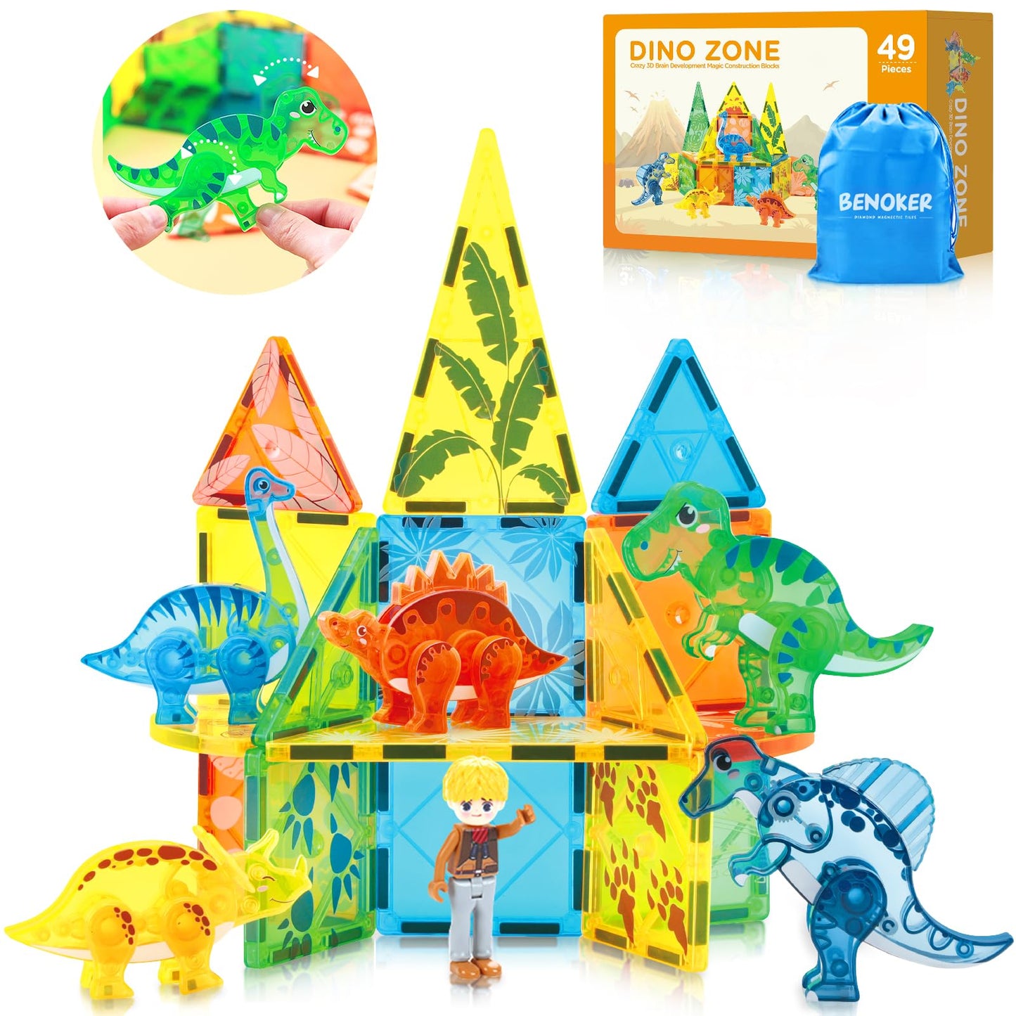 102PCS Ice Castle Magnetic Tiles, 3D Building Blocks STEM Educational Kids Toys for Pretend Play, 3 4 5 6 7 8 Year Old Birthday Gifts for Boys and Girls, Preschool Learning Toys for Birthday