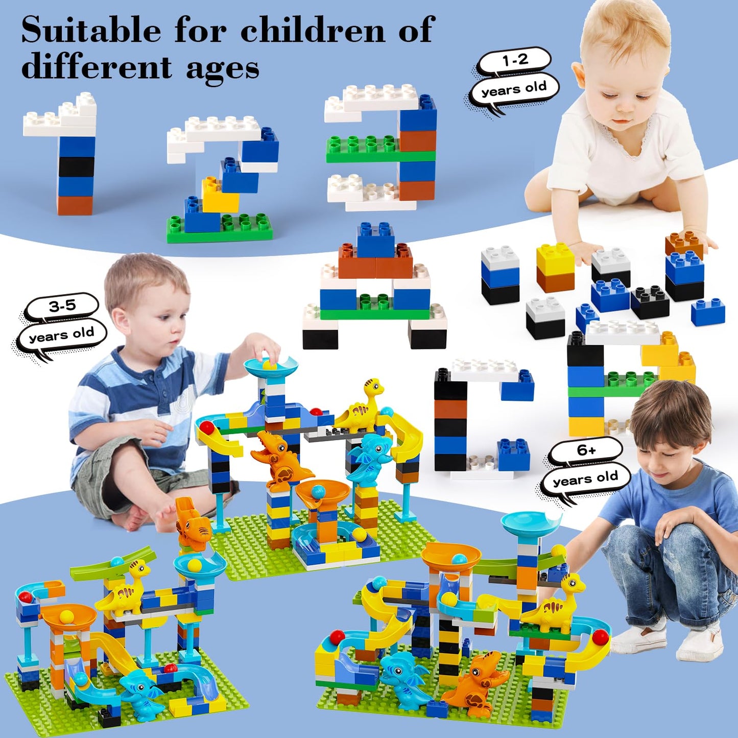 2-in-1 Kids Toys - Marble Run Building Blocks