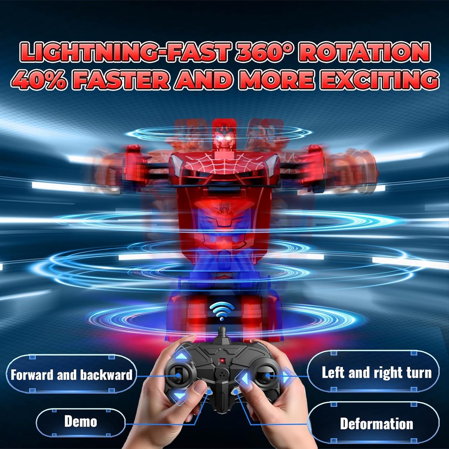 Spider Transform RC Cars Toys with Eye & Underbody Lights