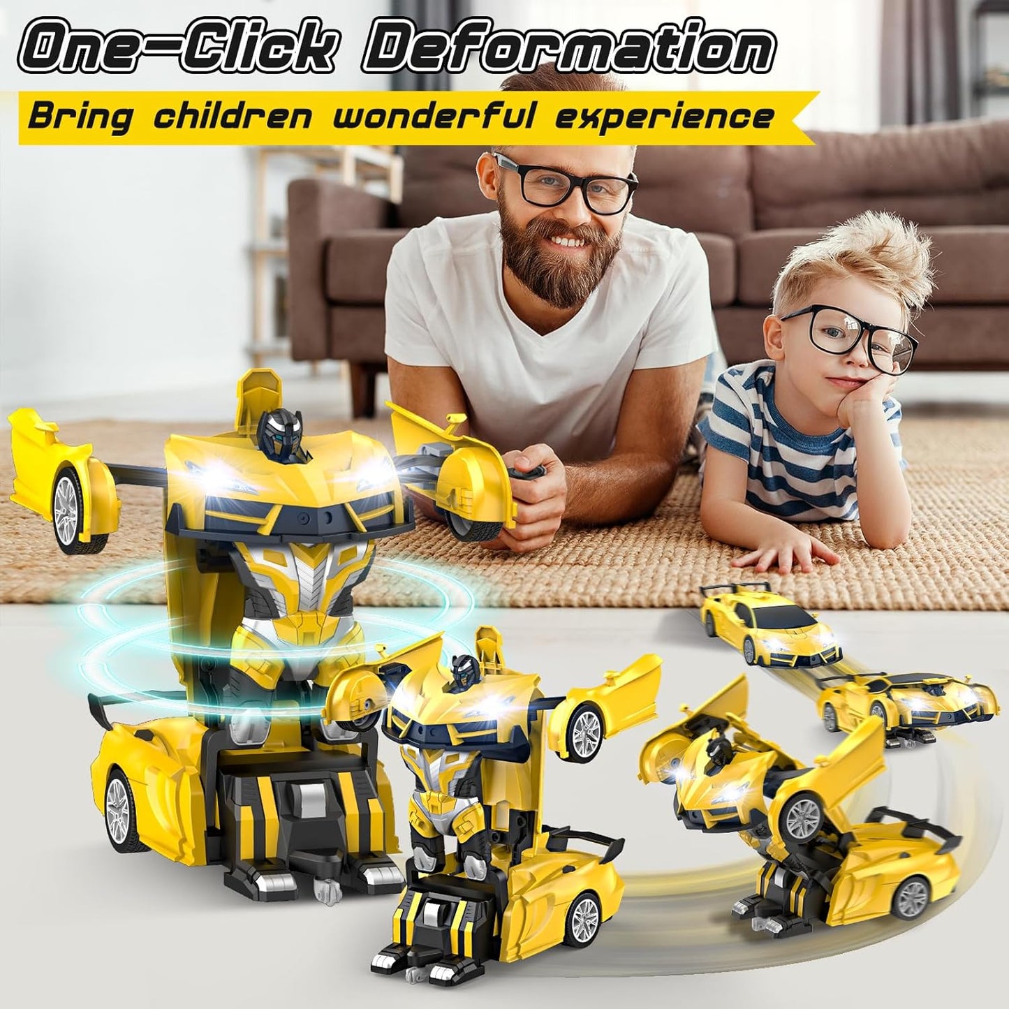 Transform Robot RC Cars with Cool LED Headlights