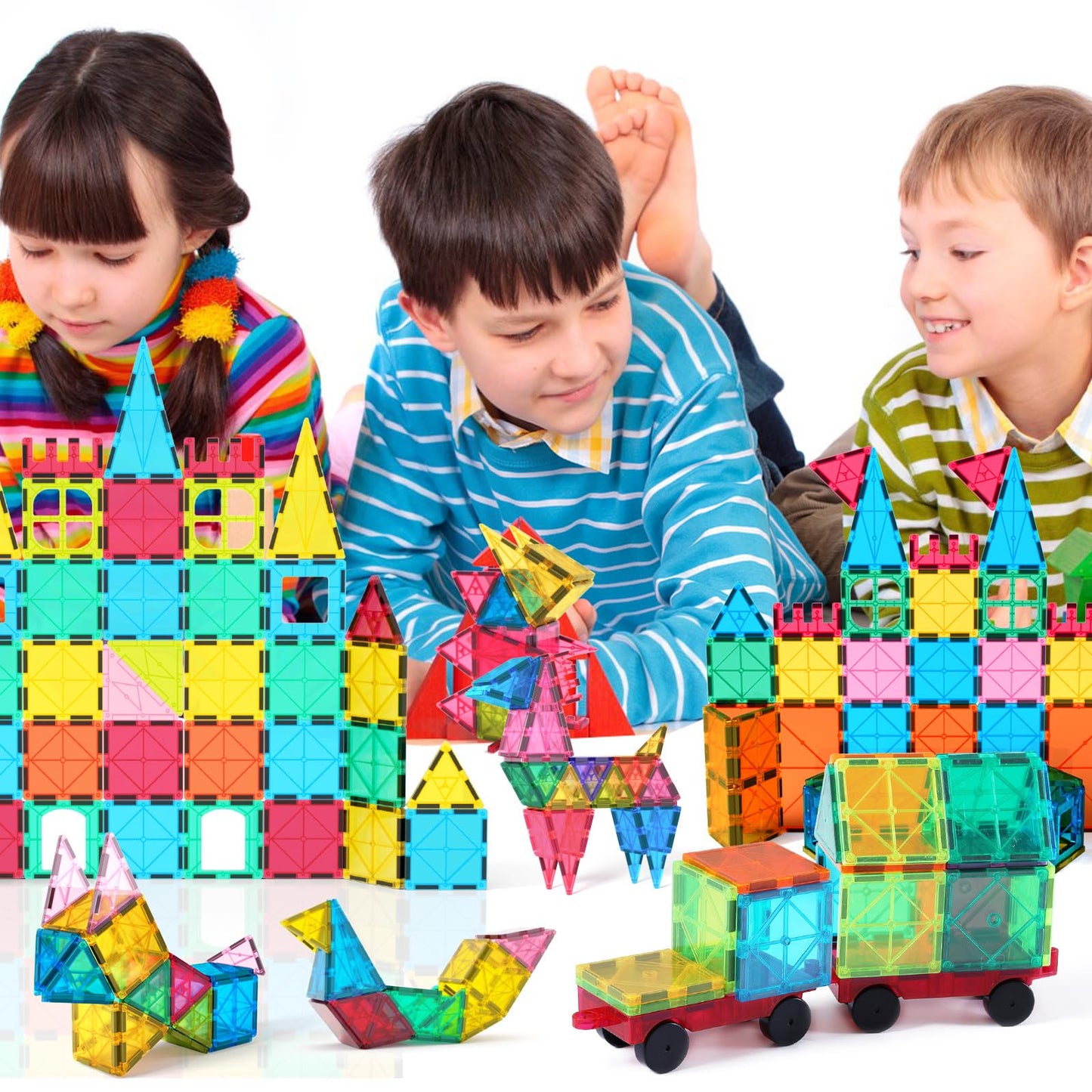 Jasonwell 110PCS Magnetic Tiles Building Blocks Set for Boys Girls Preschool Educational Magnet Construction Kit Stacking STEM Toys Christmas Birthday Gifts for Kids Toddlers 3 4 5 6 7 8 9 + Year Old
