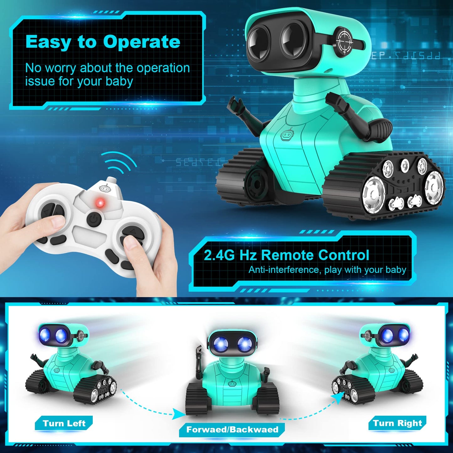 Hamourd Robot Toys for Boys Girls, Emo Robot with Walkie-Talkie Function, Gesture Sensing, Flexible Head & Arms, Programming Motion, Dance Moves, Music, Multi-Mode LED Eye, Toys for Ages