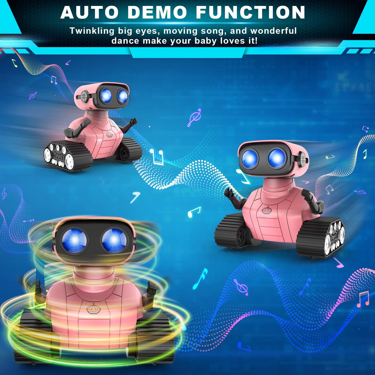 Hamourd Robot Toys for Boys Girls, Emo Robot with Walkie-Talkie Function, Gesture Sensing, Flexible Head & Arms, Programming Motion, Dance Moves, Music, Multi-Mode LED Eye, Toys for Ages
