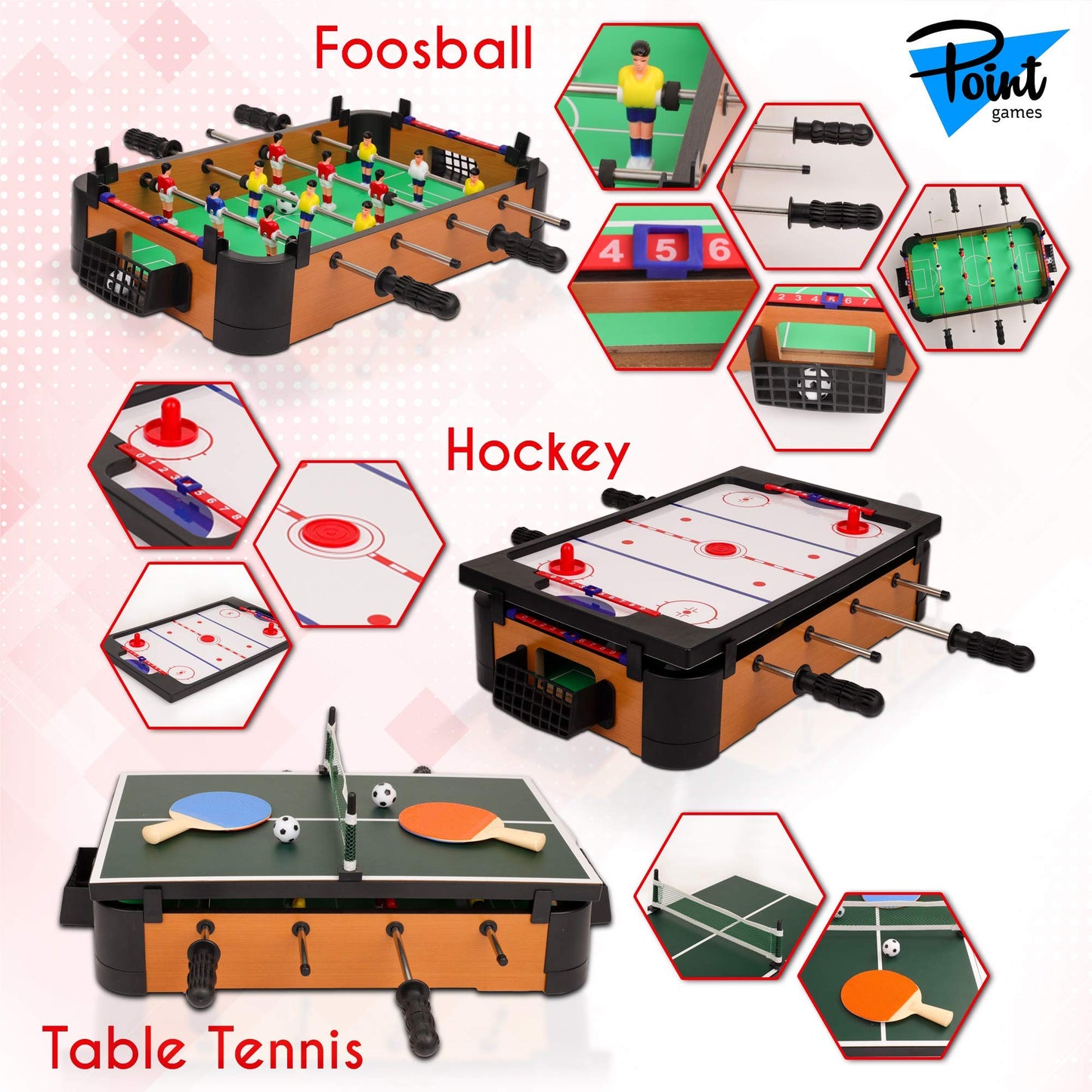 Point Games Hockey Table, Mini Table Games for Kids, Arcade Game for Boys & Girls, Great Gift fro Children Ages 3+